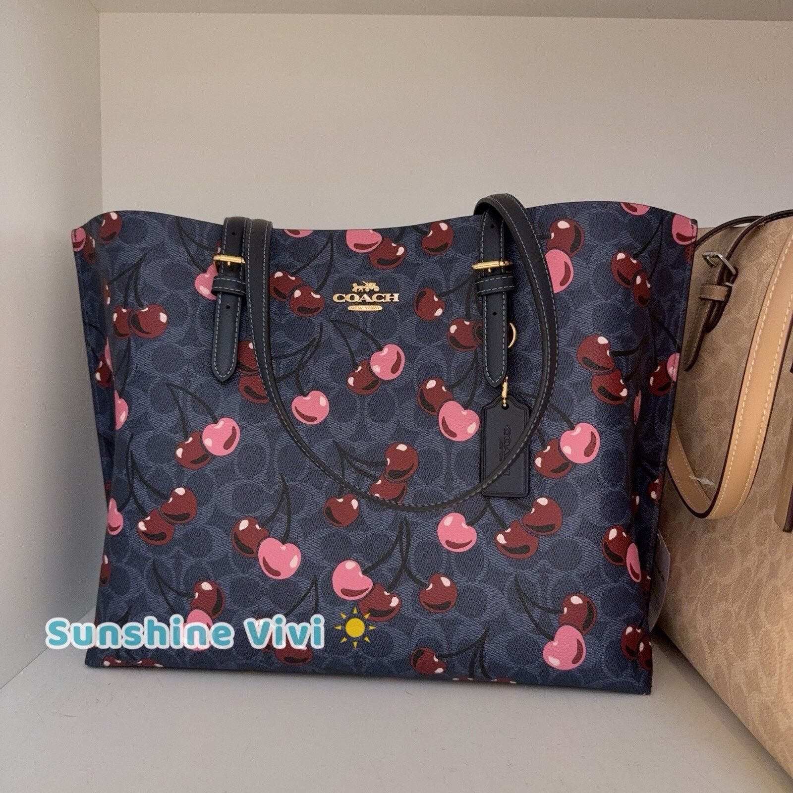 Coach NWT Coach Mollie Tote Signature Canvas Cherry Print CAA73 Size ONE SIZE - 3 Thumbnail