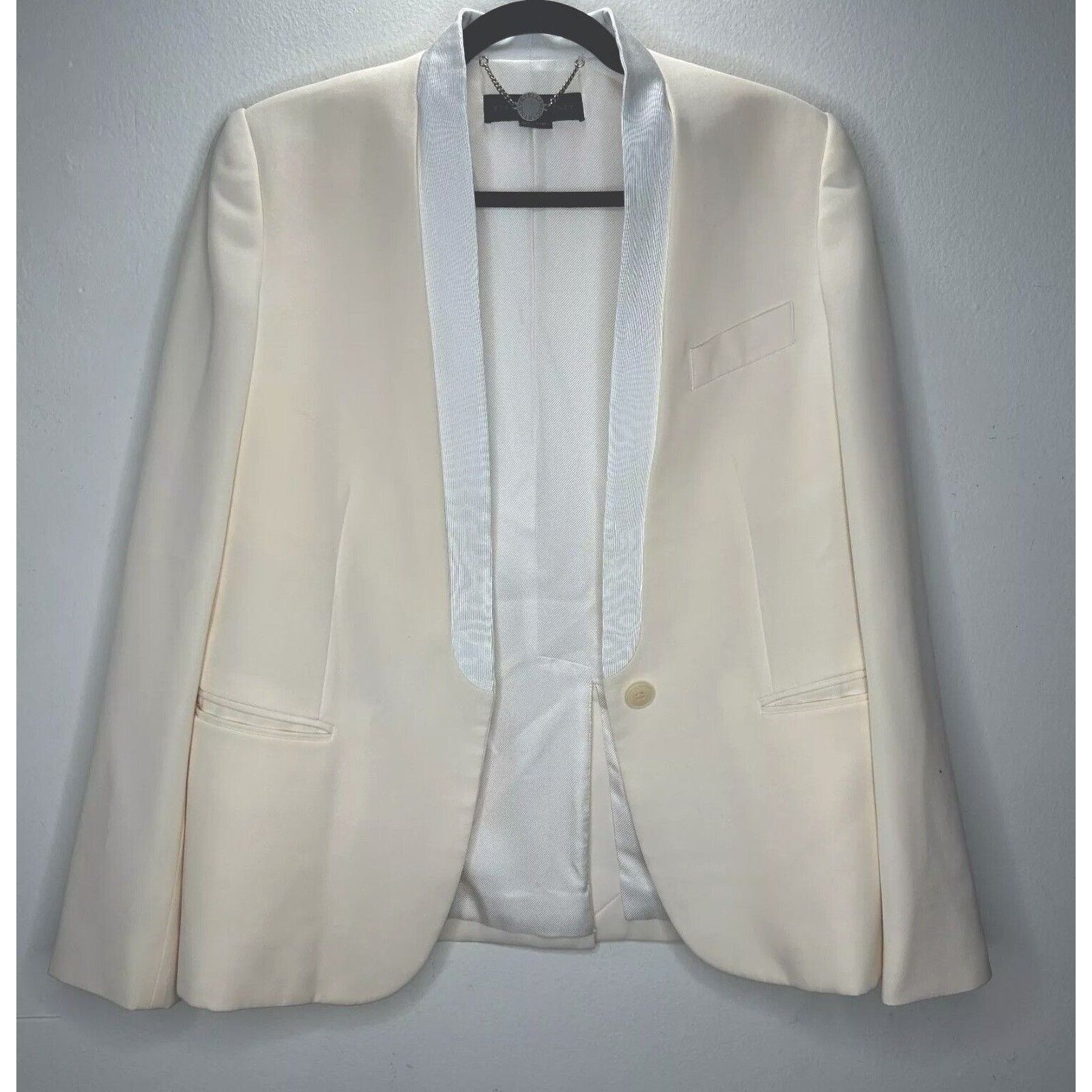 Stella McCartney Stella McCartney Cream White Lapel 1-Button Blazer 42 / 12 Size XL / US 12-14 / IT 48-50 - 3 Thumbnail