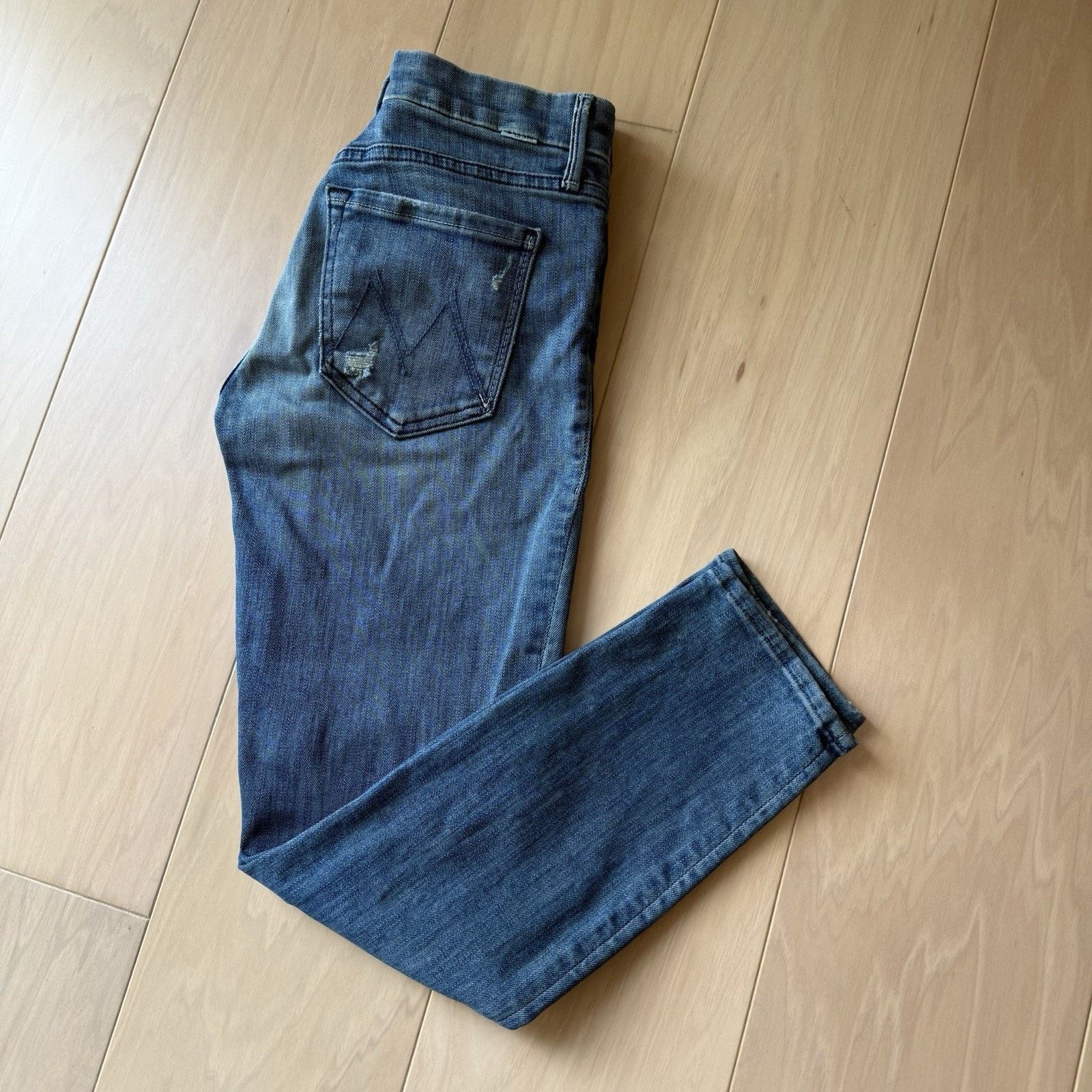 MOTHER Mother Looker Crop Jeans W 26 Blue Medium Wash Glam Boho Size 26" / US 2 / IT 38 - 9 Thumbnail