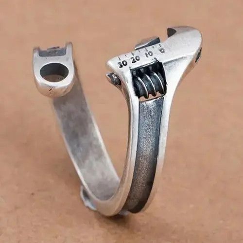 Vintage Retro Wrench Opening Free Size Adjustable Metal Ring Size ONE SIZE - 1 Thumbnail