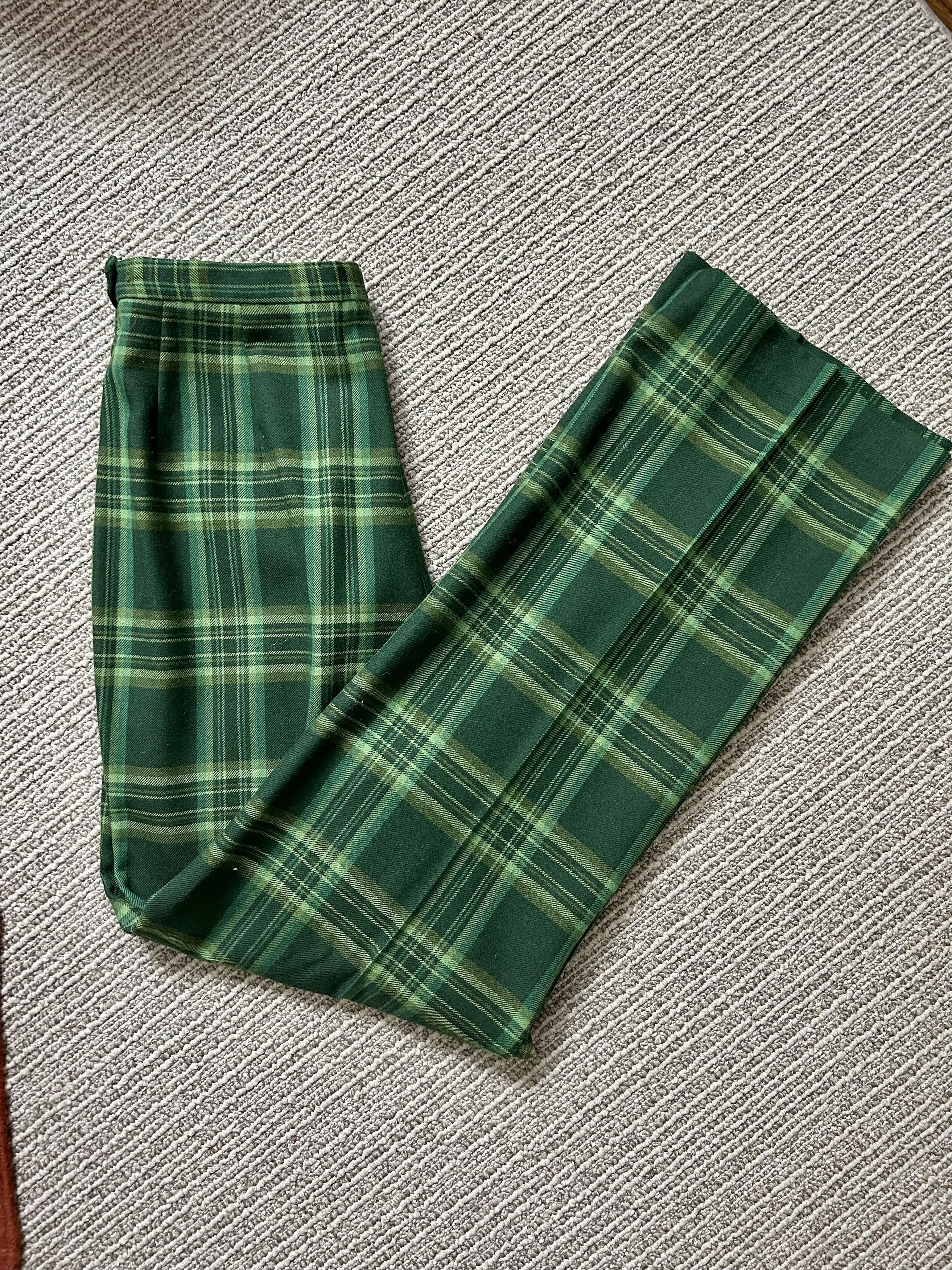 Highland VTG Wide Leg Trousers 100% Virgin Worsted Wool Size 27" / US 4 / IT 40 - 1 Thumbnail