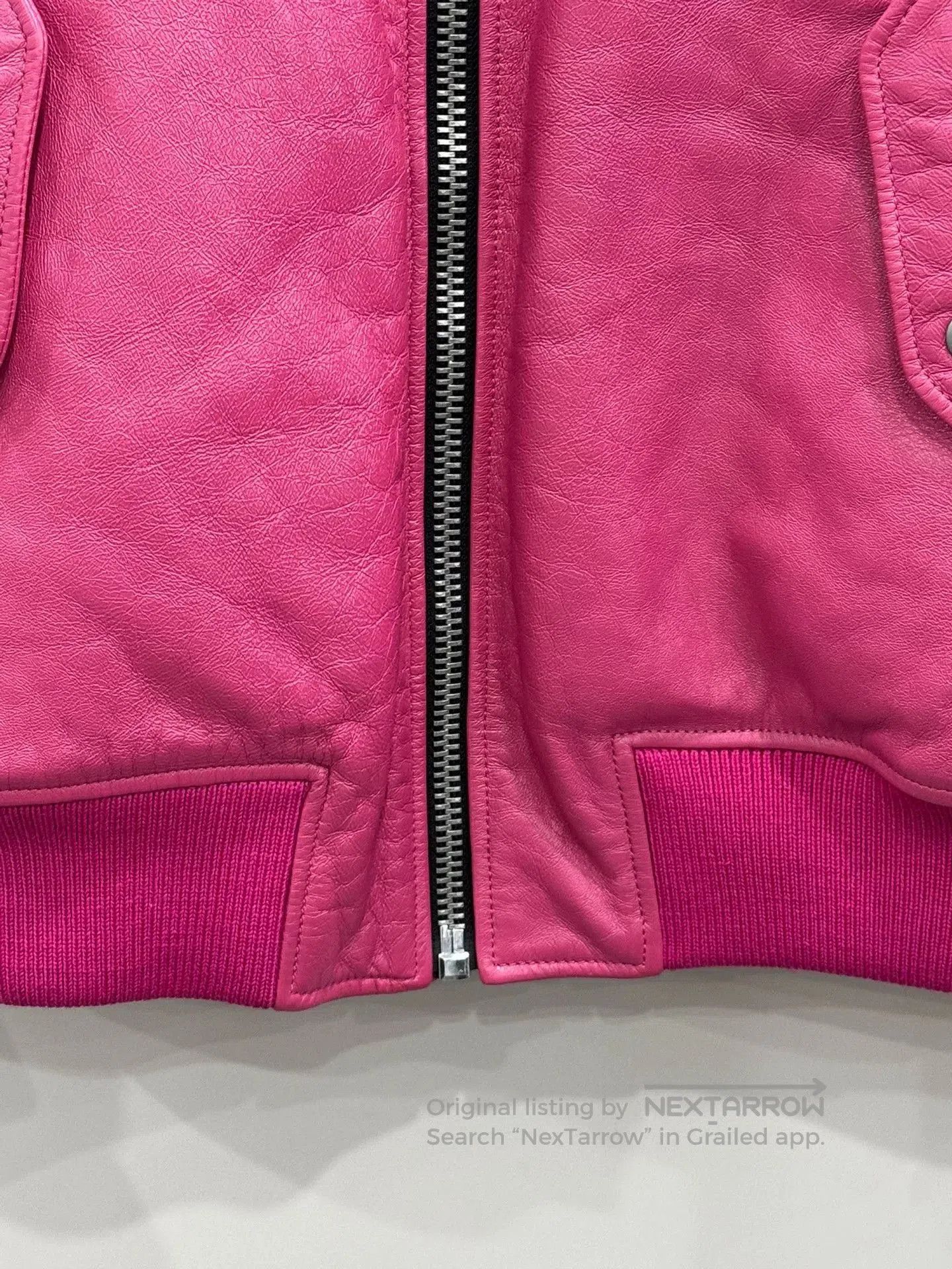 Raf Simons pink leather bomber jacket by Prada. Size M / US 6-8 / IT 42-44 - 4 Thumbnail