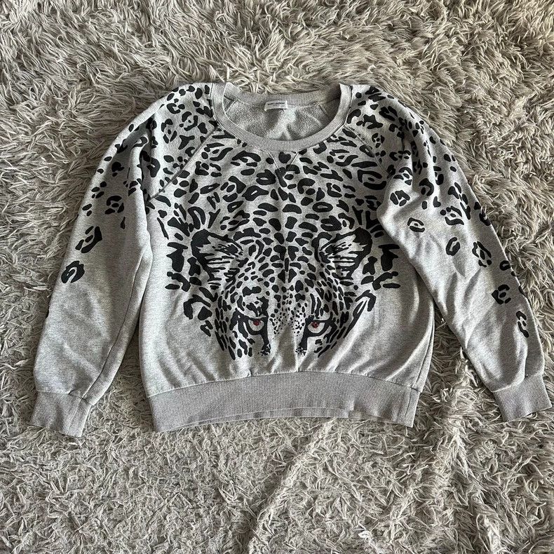 Saint Laurent Paris Saint Laurent Paris Grey Leopard Leopard Head Crewneck Swe Size M / US 6-8 / IT 42-44 - 2 Thumbnail