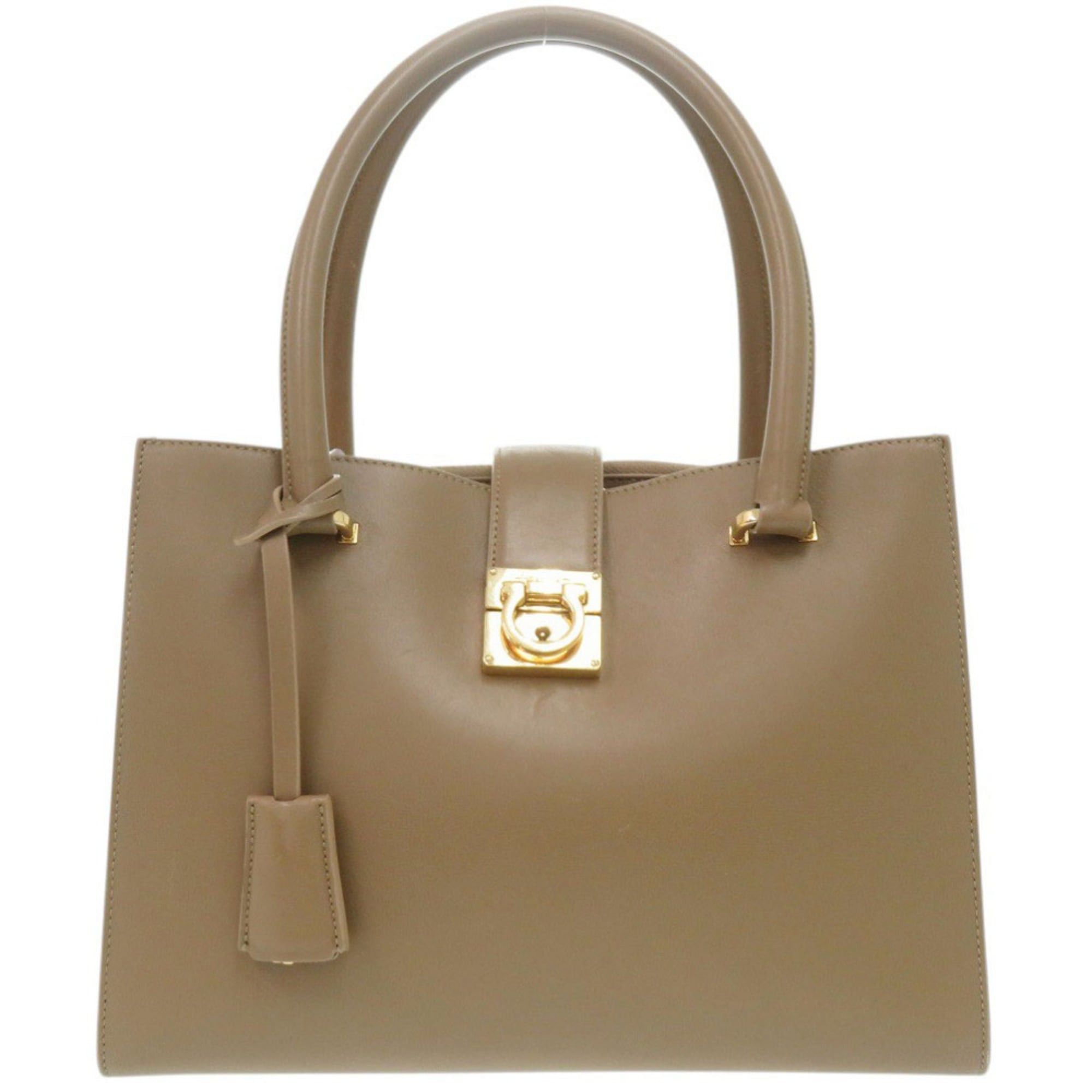Salvatore Ferragamo Salvatore Ferragamo Gancini Brown Leather Handbag 0646 Size ONE SIZE - 1 Thumbnail
