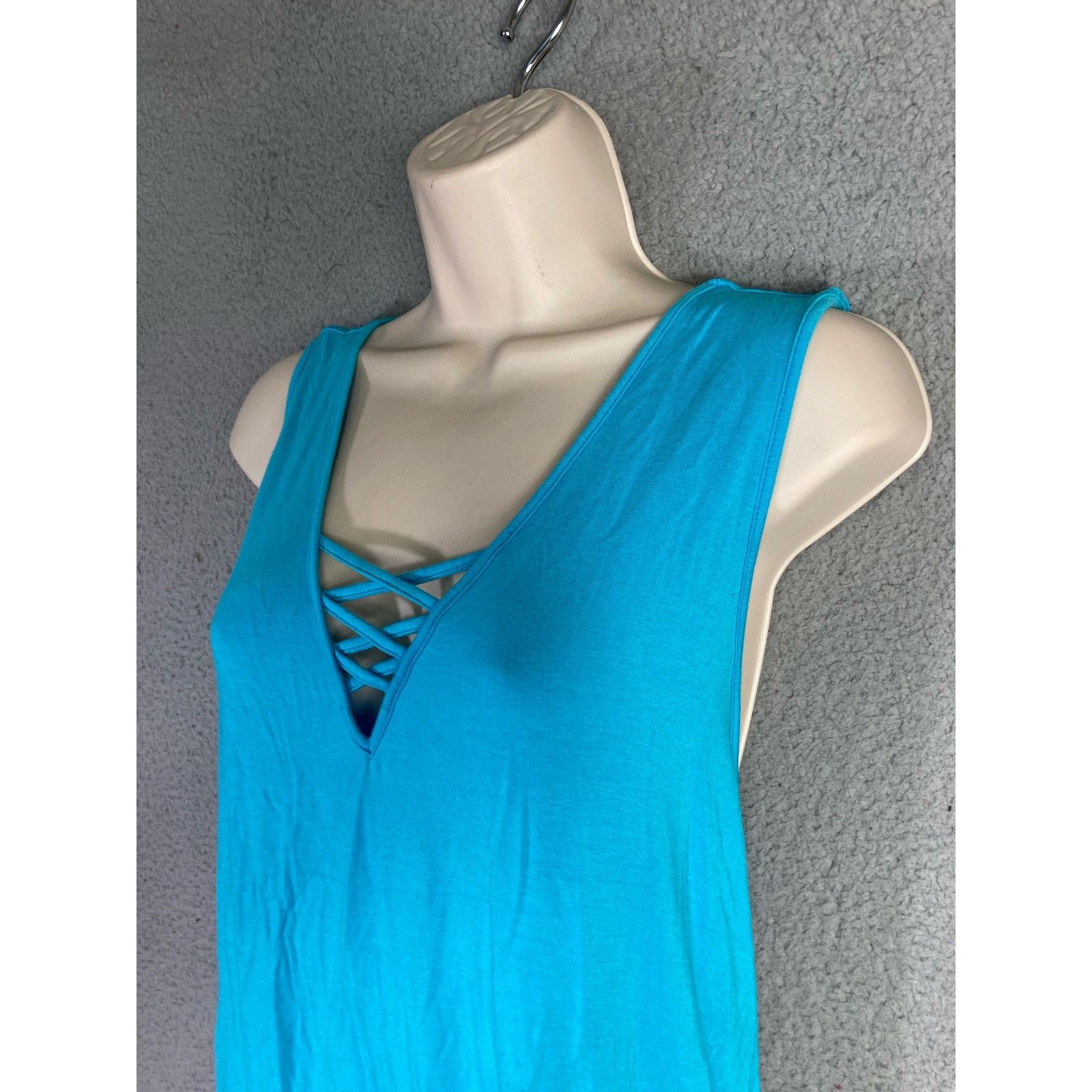 Other Women's 2XL Sleeveless V-Neck Criss Cross Tank Top Blue Size XXL / US 16-18 / IT 52-54 - 7 Thumbnail