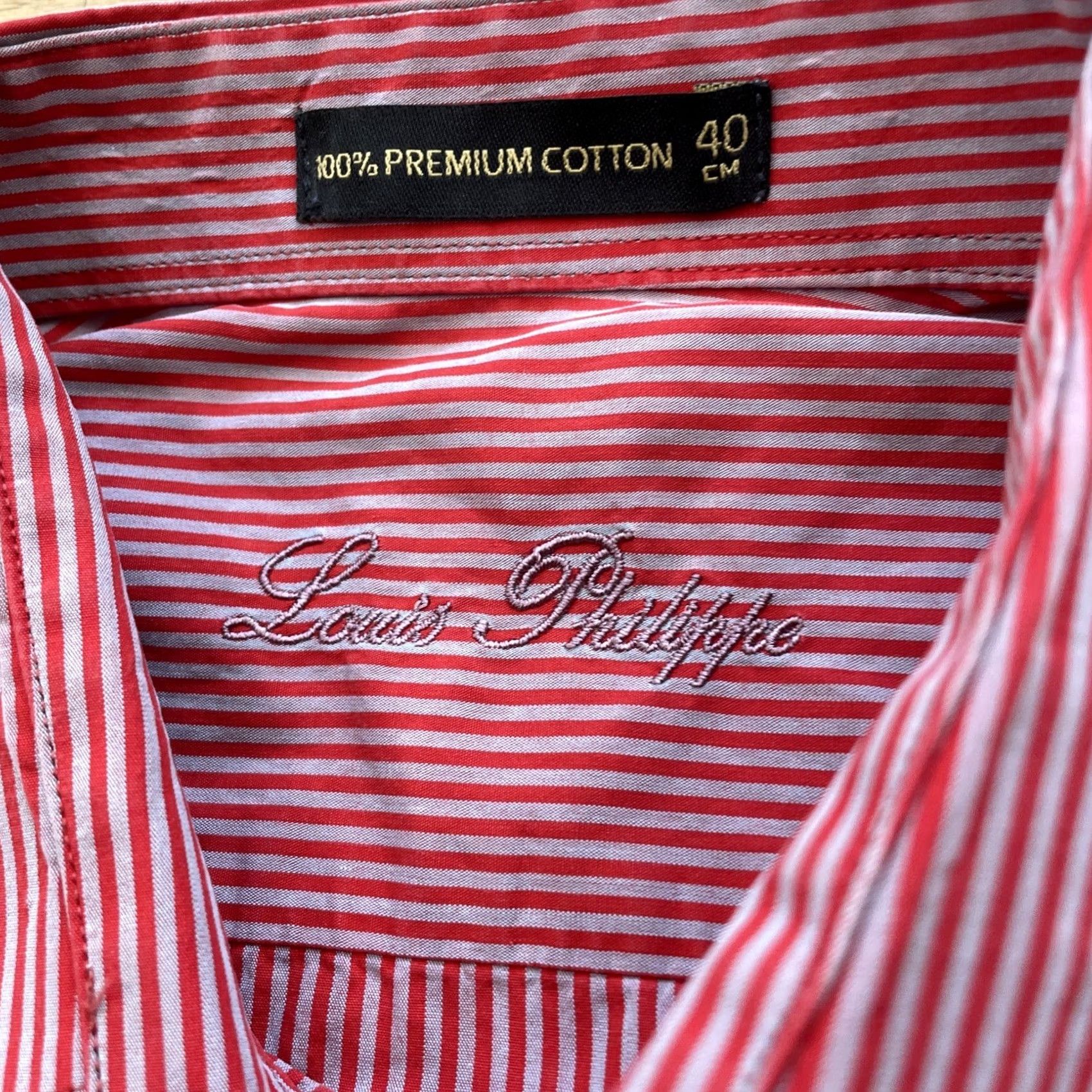 Vintage Louis Philippe Button-Up Shirt Men L Red Striped Premium Cotton 40cm Vintage Picnic Casual Workwear N/A Size US L / EU 52-54 / 3 - 5 Thumbnail