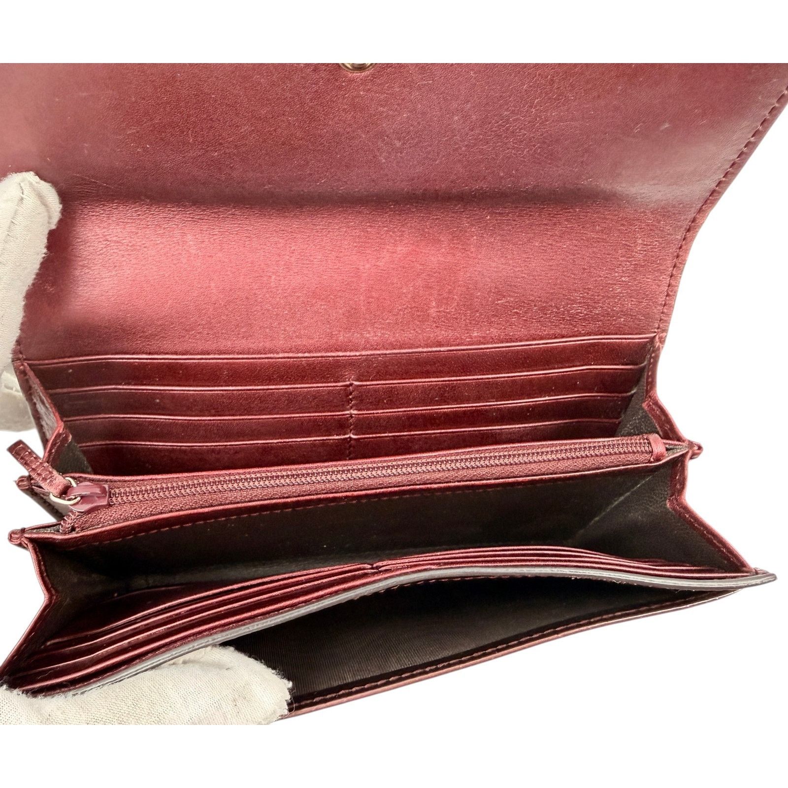 Gucci Gucci Guccissima Lovely Heart Continental Wallet Burgundy Size ONE SIZE - 10 Thumbnail
