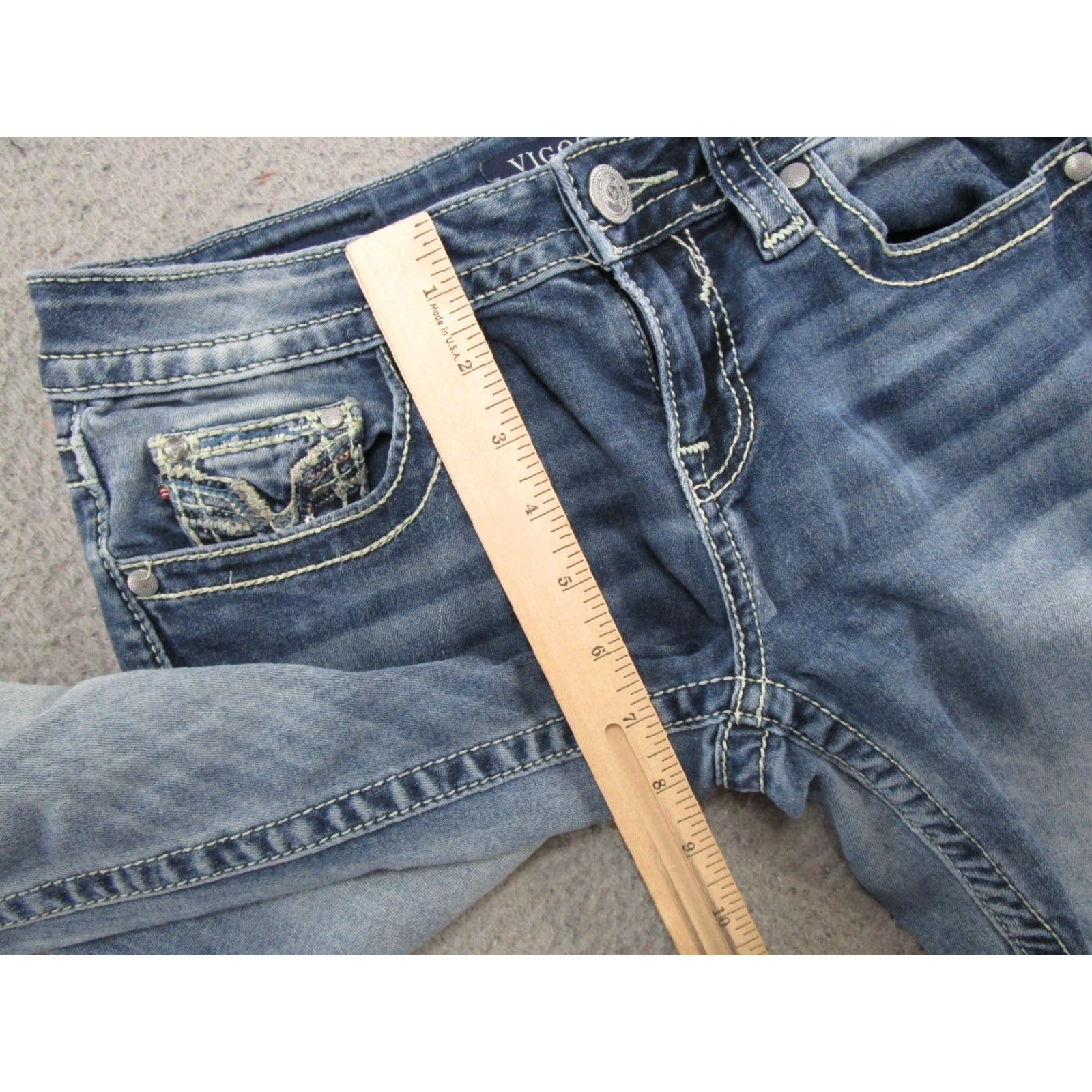 Vintage Vtg Vigoss Chelsea Bootcut Blue Stretch Denim Jeans Womens 28x29 Read Size 28" / US 6 / IT 42 - 7 Thumbnail