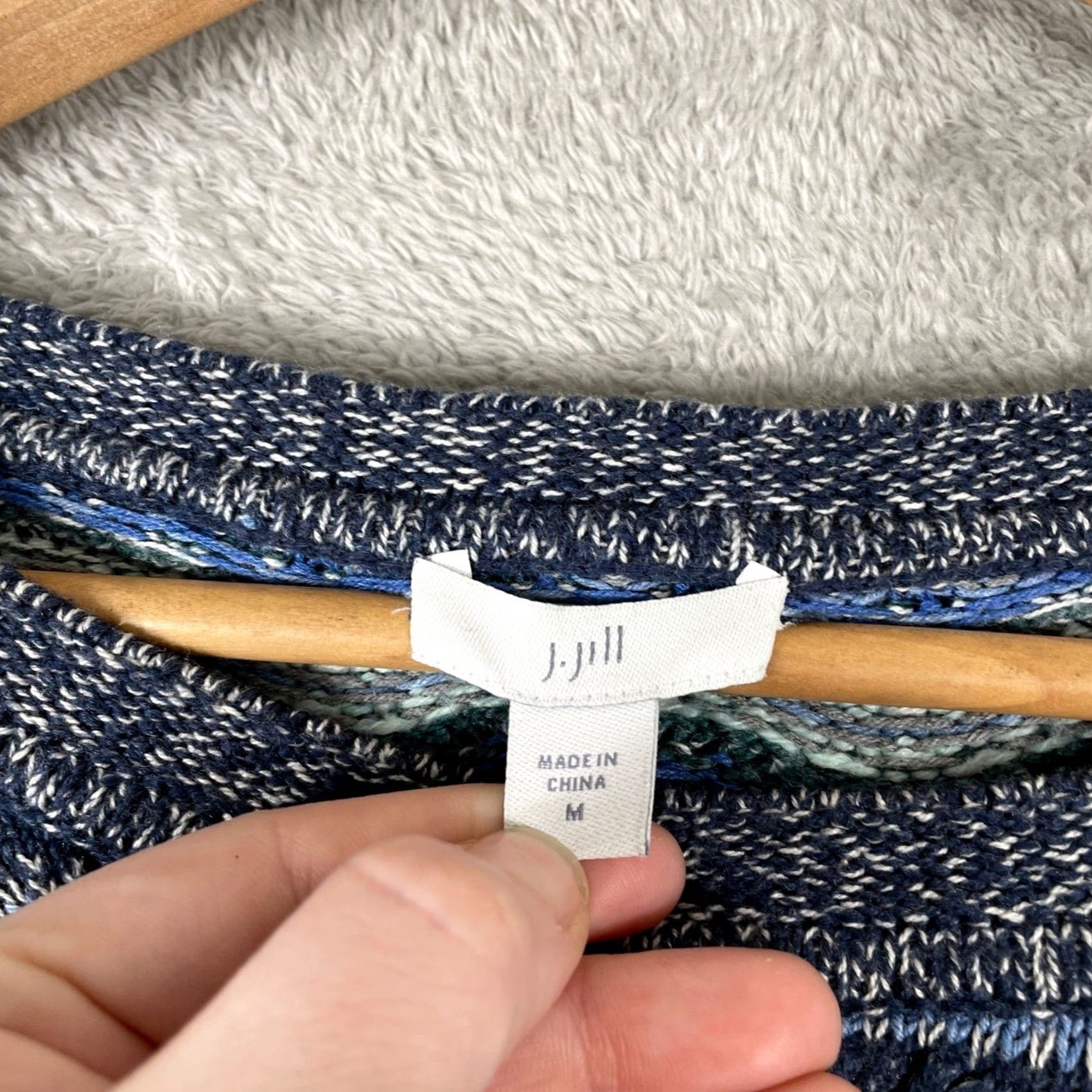 J. Jill J. Jill Sweater Womens Medium Blue Chevron Zig Zag Knit Long Sleeve Pullover Size M / US 6-8 / IT 42-44 - 5 Thumbnail