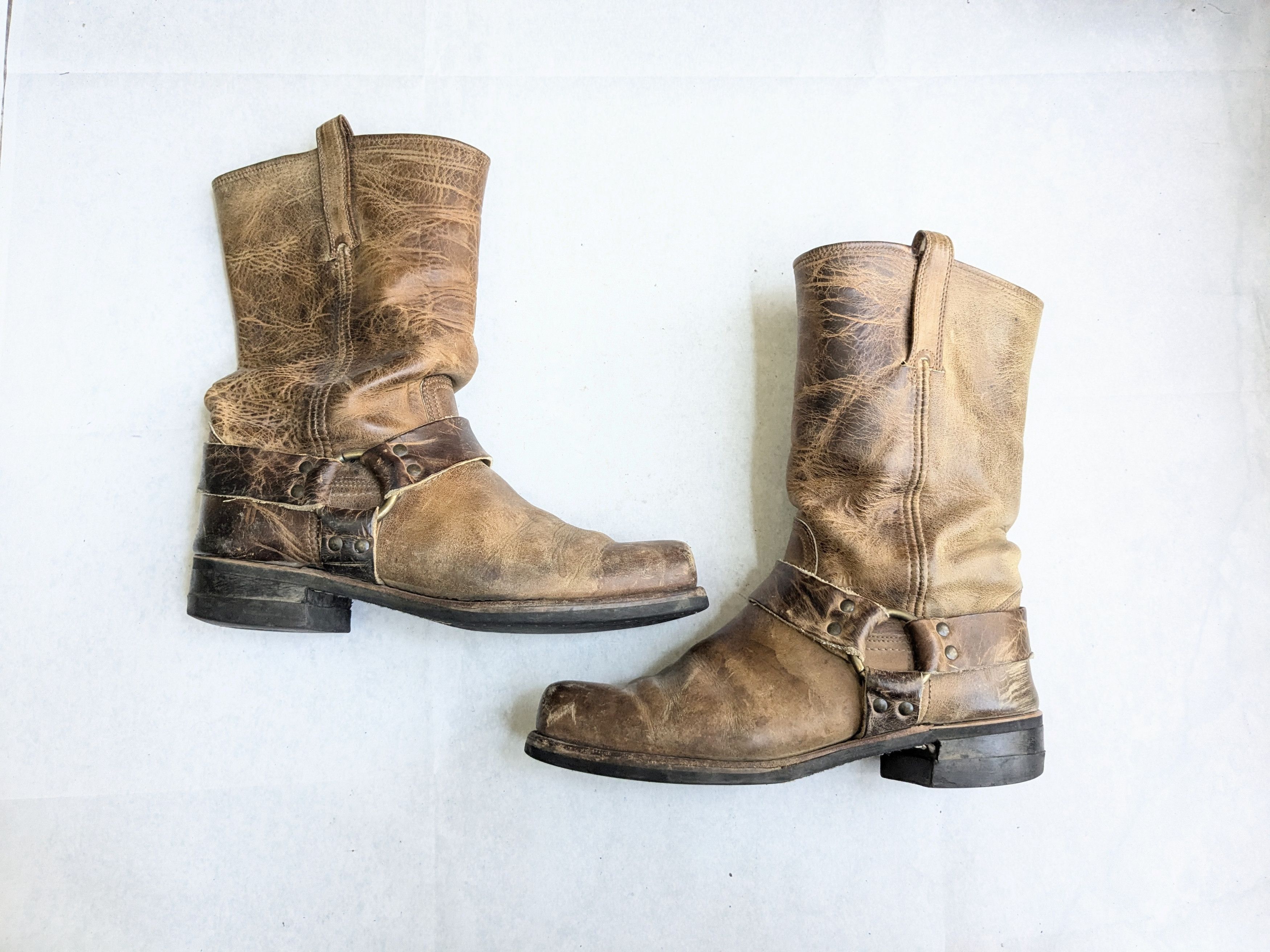 Frye Harness Boots Brown 11 M Leather Buckle