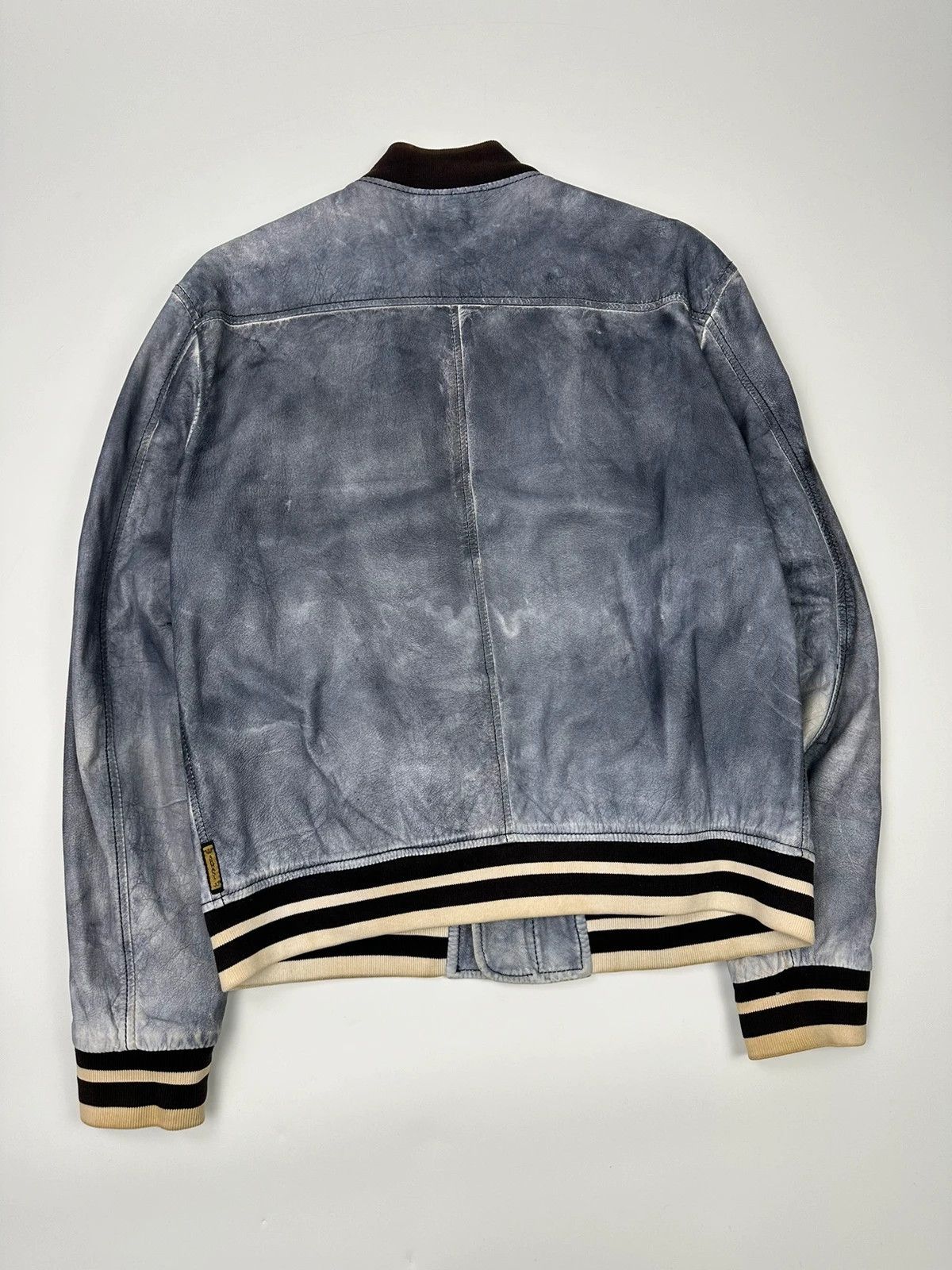 Armani Armani Jeans 00´s Eroded Purple Leather Jacket Bomber Size US L / EU 52-54 / 3 - 8 Thumbnail