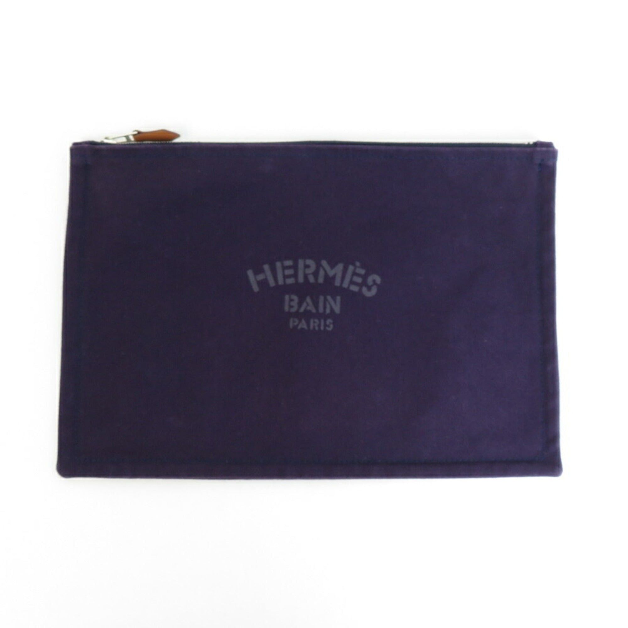 image of Hermes Pouch Multi Case Bain Cotton Purple Ladies, Women's