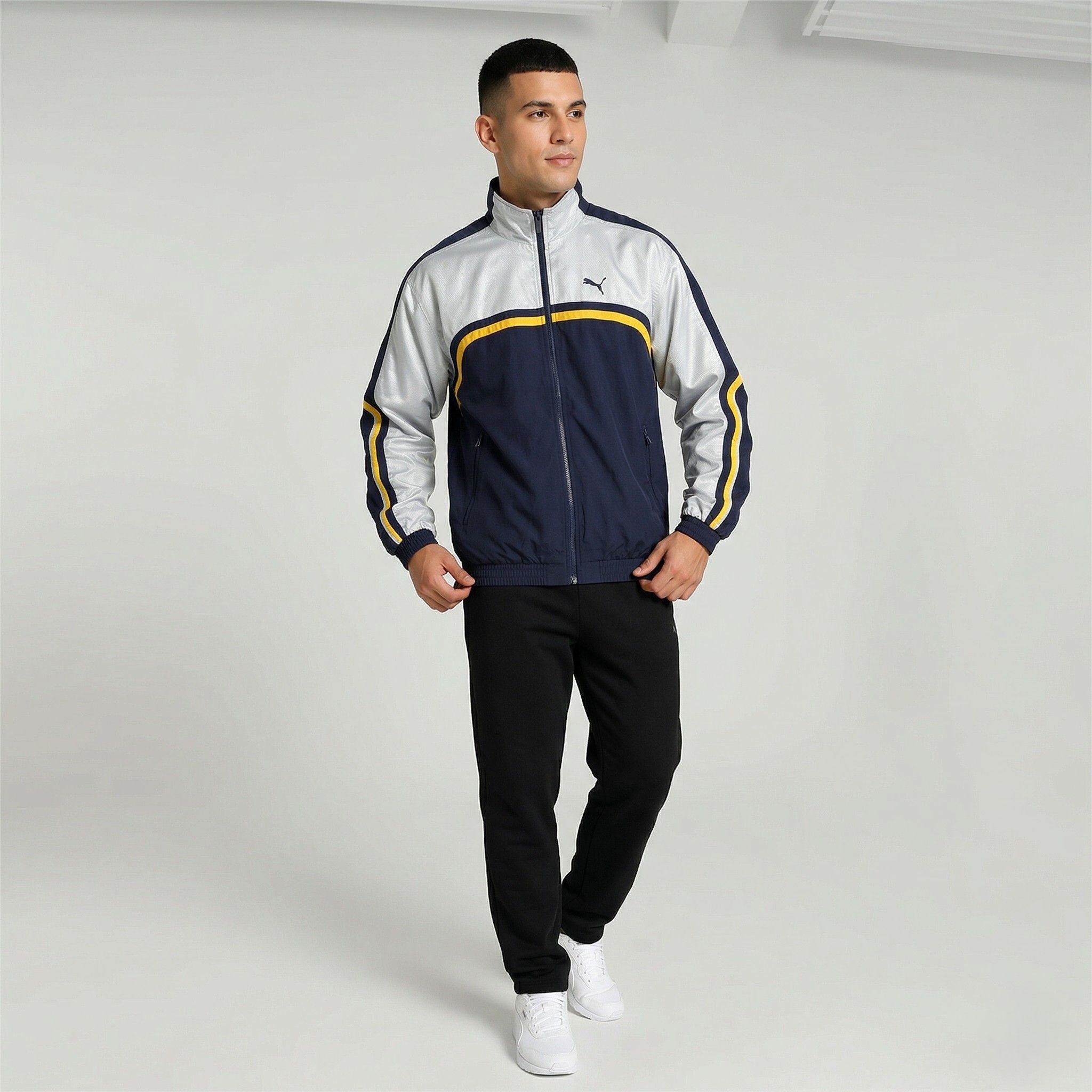 Puma Puma Men M Bomber Jacket Navy Silver Vintage Top 5893 Size US M / EU 48-50 / 2 - 1 Thumbnail