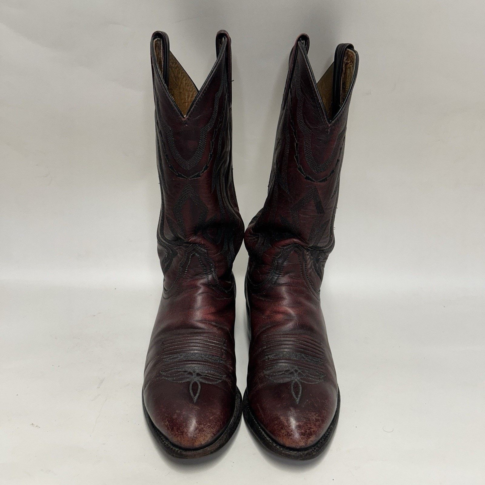 Lucchese Lucchese 2000 Leather Roper Cowboy Boots “Black Cherry” Size US 9 / EU 42 - 2 Thumbnail