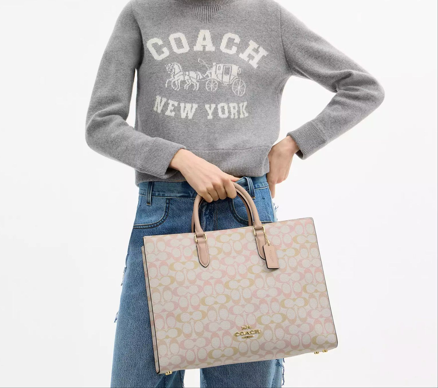 Coach NWT Coach Maggie Tote Bag In Pretty Signature Canvas CDZ06 Size ONE SIZE - 10 Thumbnail