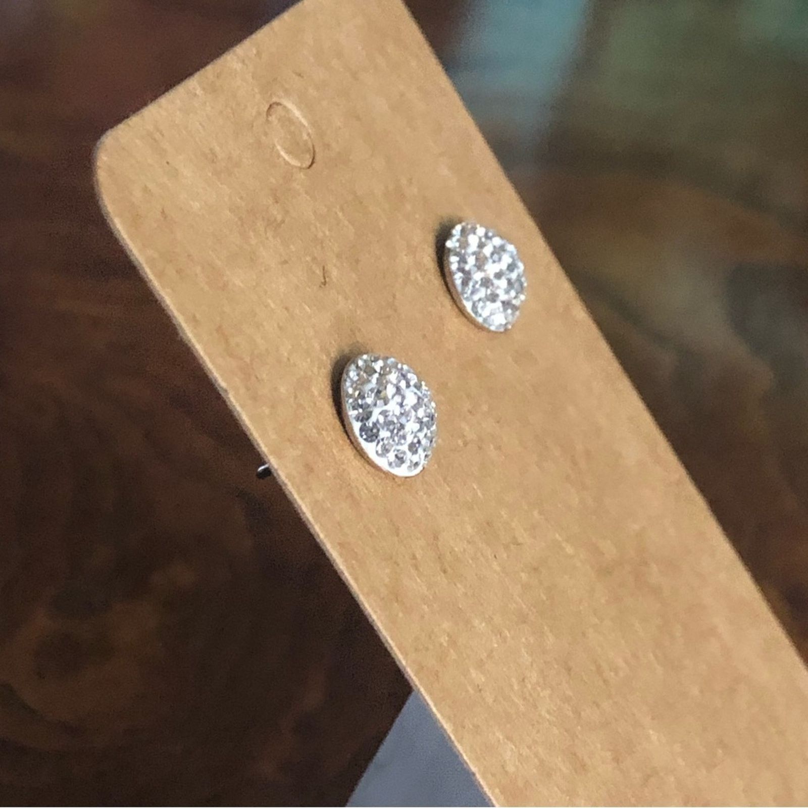 Jewelry 10mm pave rhodium plated sparkle stud post earrings Size ONE SIZE - 6 Thumbnail