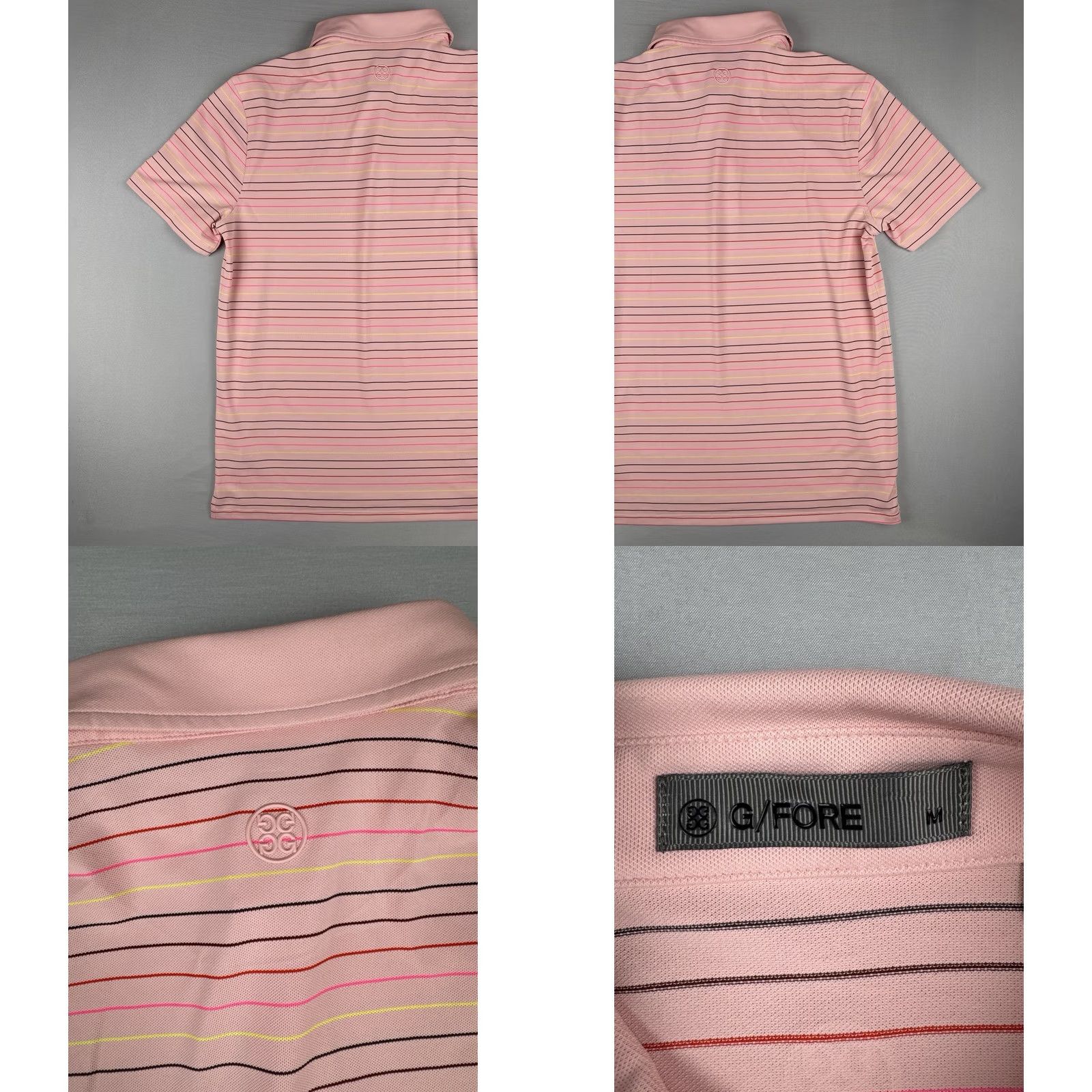 G/FORE G/FORE Polo Shirt Mens M Pink Stripe Short Sleeve Logo Golf Chair? (No) Size US M / EU 48-50 / 2 - 8 Thumbnail
