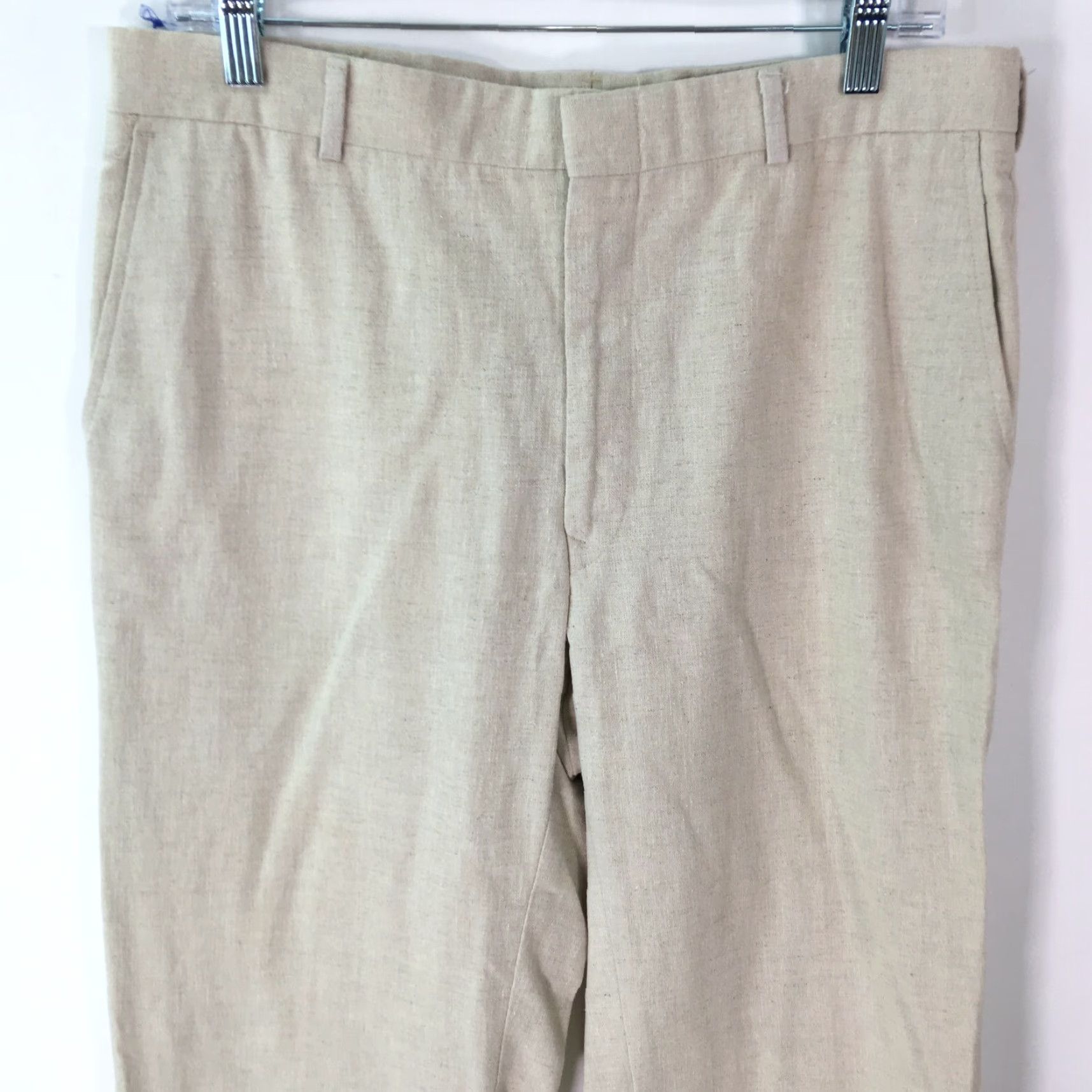 Vintage VINTAGE Andhurst Mens Casual Regular Pleated Beige Straight Dress pants 34X33 Size US 34 / EU 50 - 3 Thumbnail