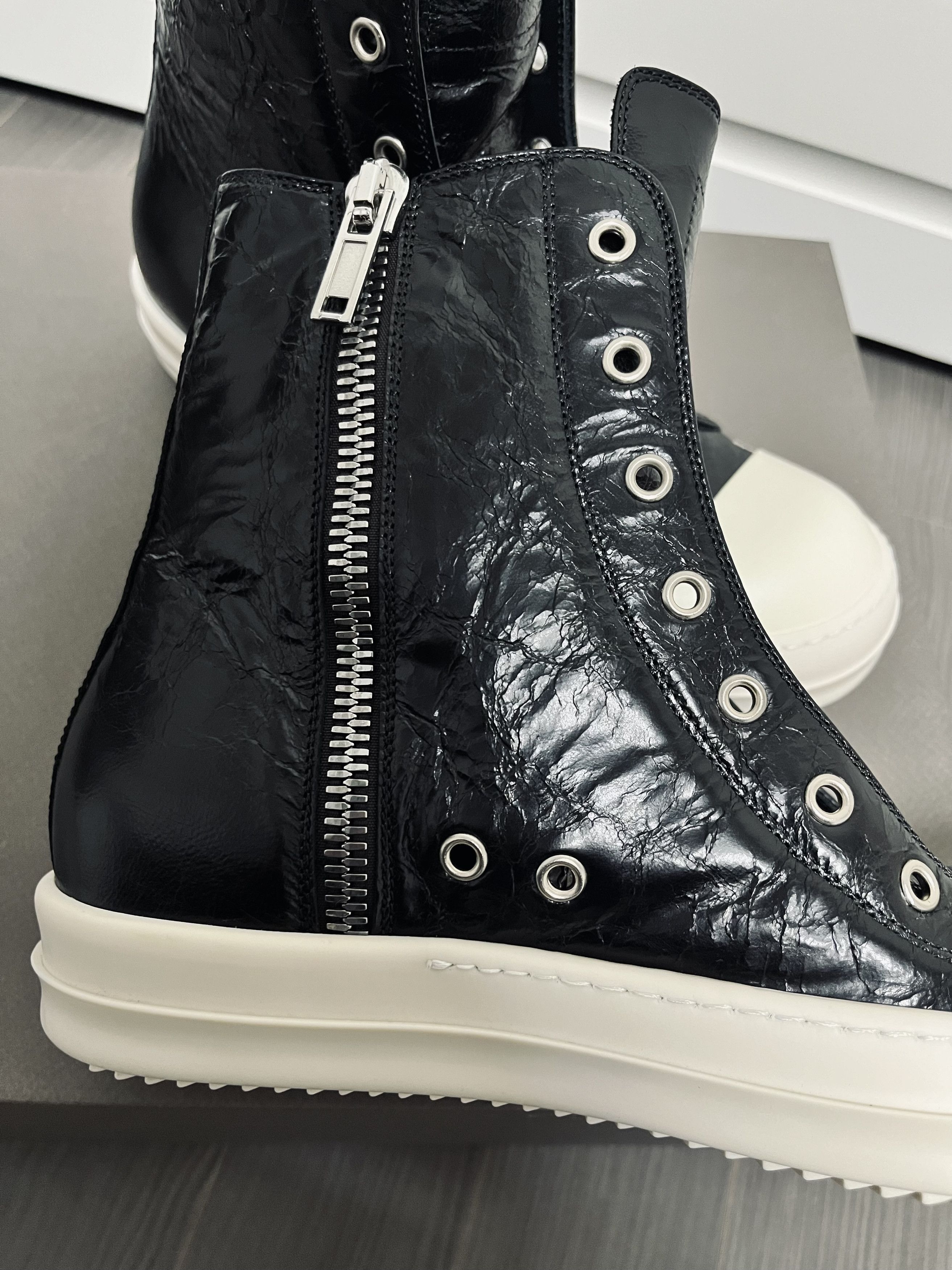 Rick Owens Rick Owens Leather Ramones Hi-Top Sneakers Size US 6.5 / EU 39-40 - 4 Thumbnail