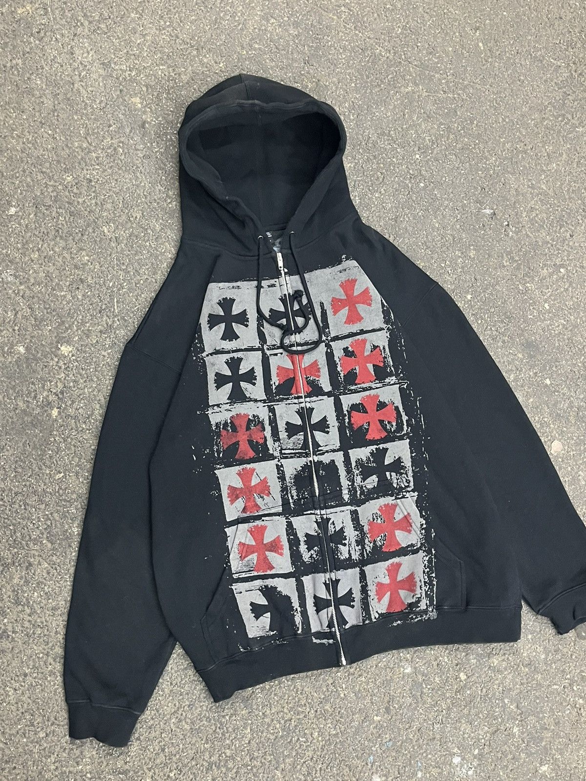 Vintage Y2k black zip up grunge hoodie skater hype cybery2k emo Size US XL / EU 56 / 4 - 3 Thumbnail