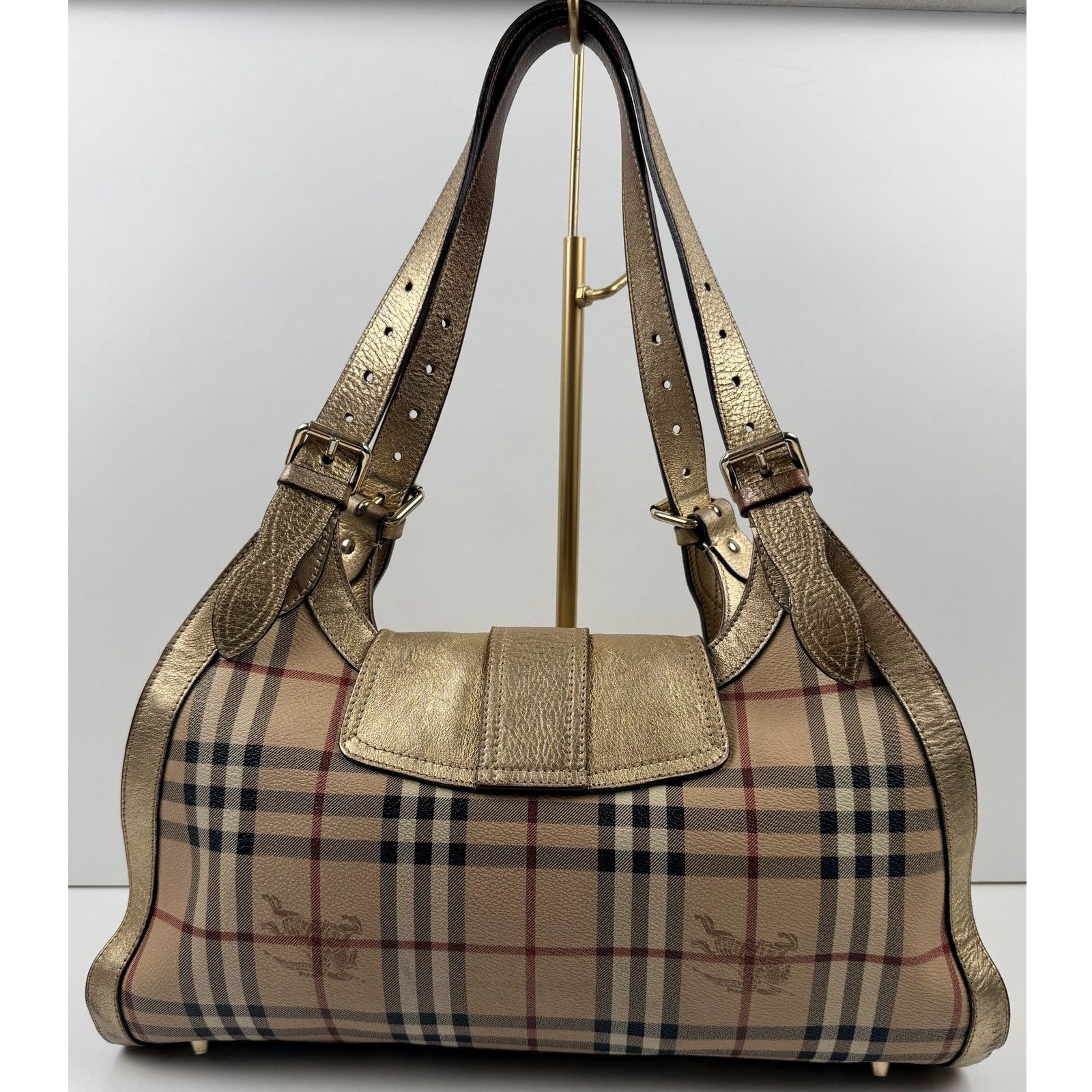 Burberry Burberry Burberry Haymarket Check Gold Coated Bag Size ONE SIZE - 3 Thumbnail