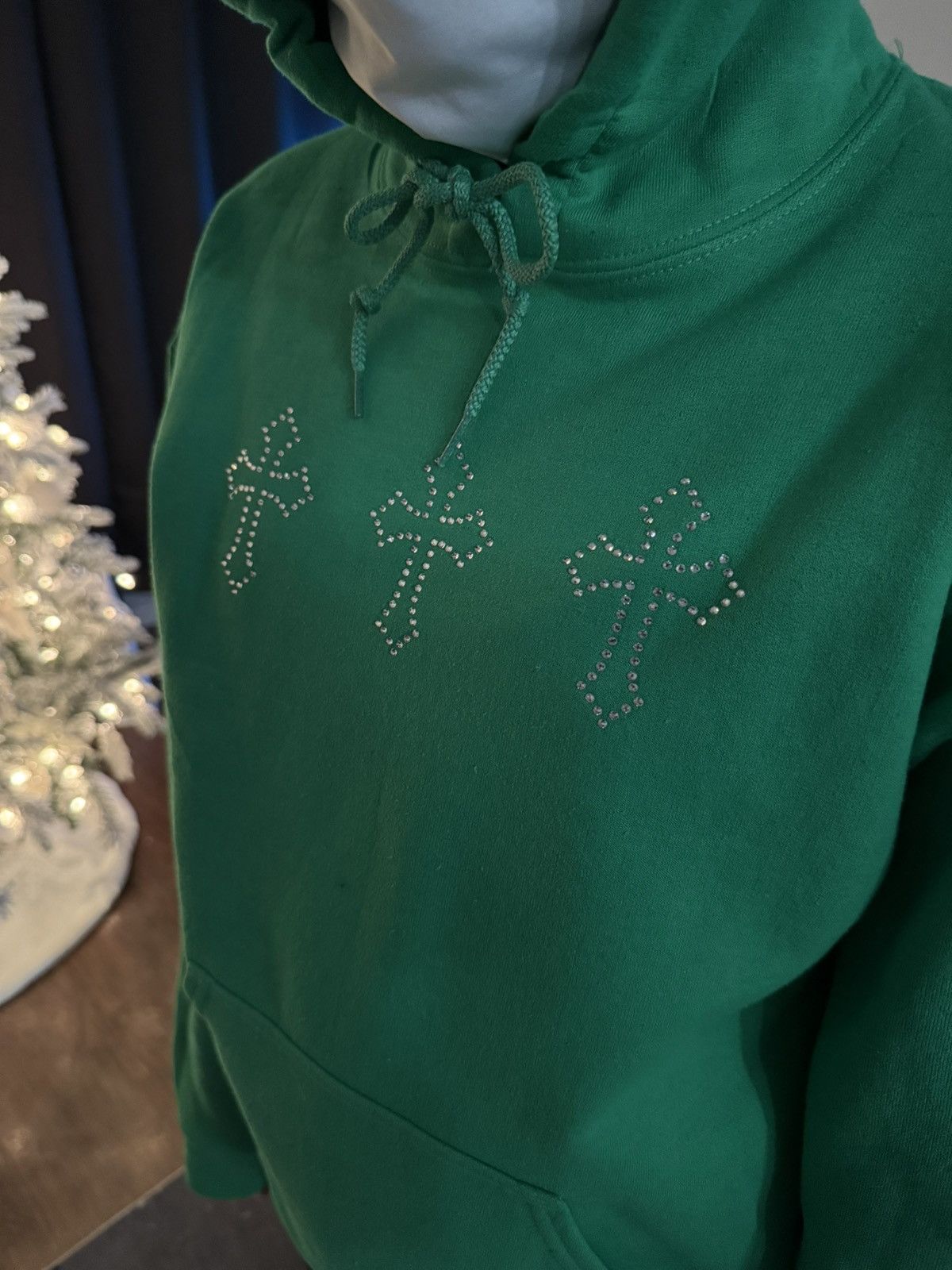 Vintage Rhinestones Cross Vintage Hoodie Size US L / EU 52-54 / 3 - 1 Thumbnail