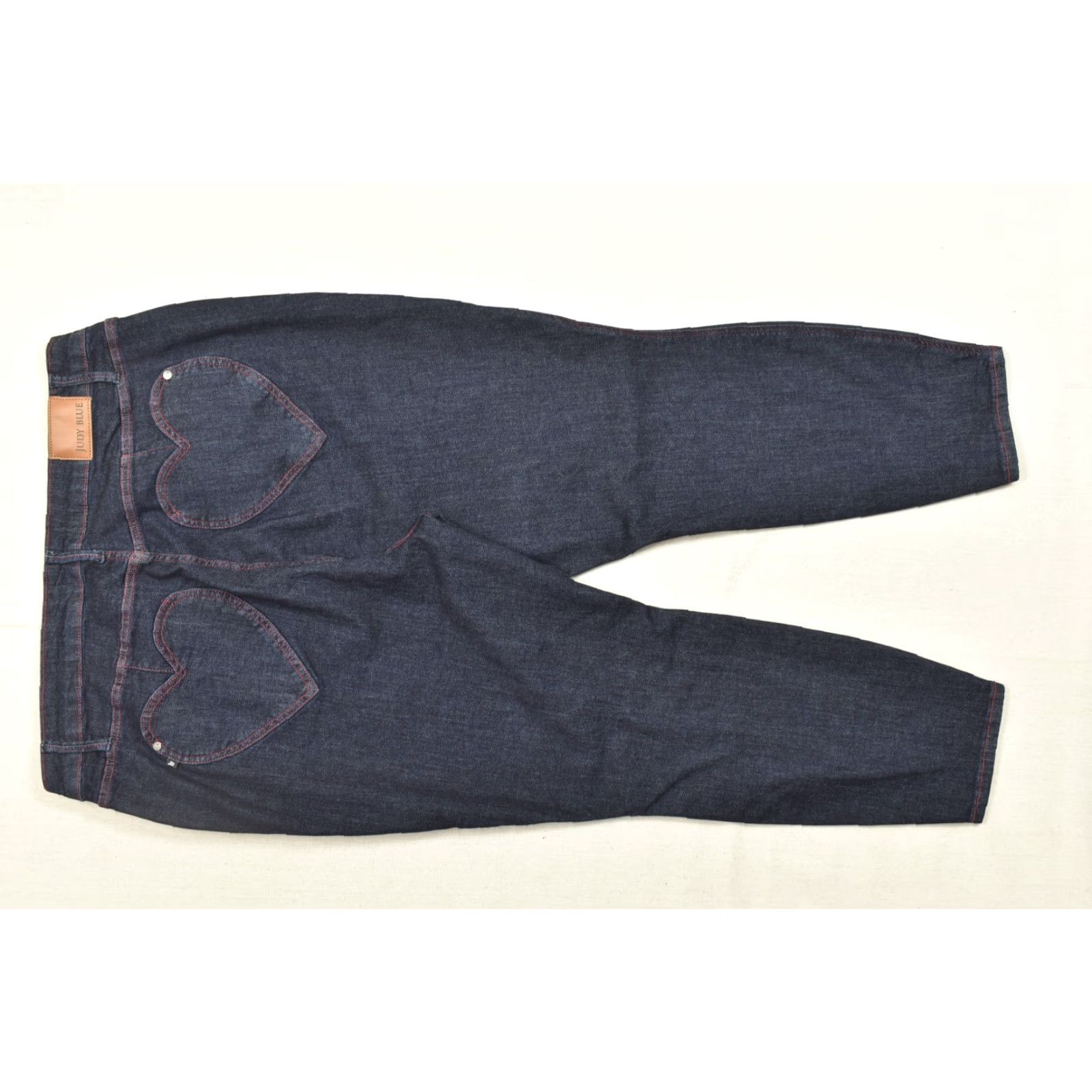 Vintage Judy Blue Jeans Women 22W Skinny Dark Wash Red Stitching Heart Back Pockets Snap Button 5-Pocket Denim Cotton High Rise Plus Size Womens Size 40" / US 18 - 8 Thumbnail