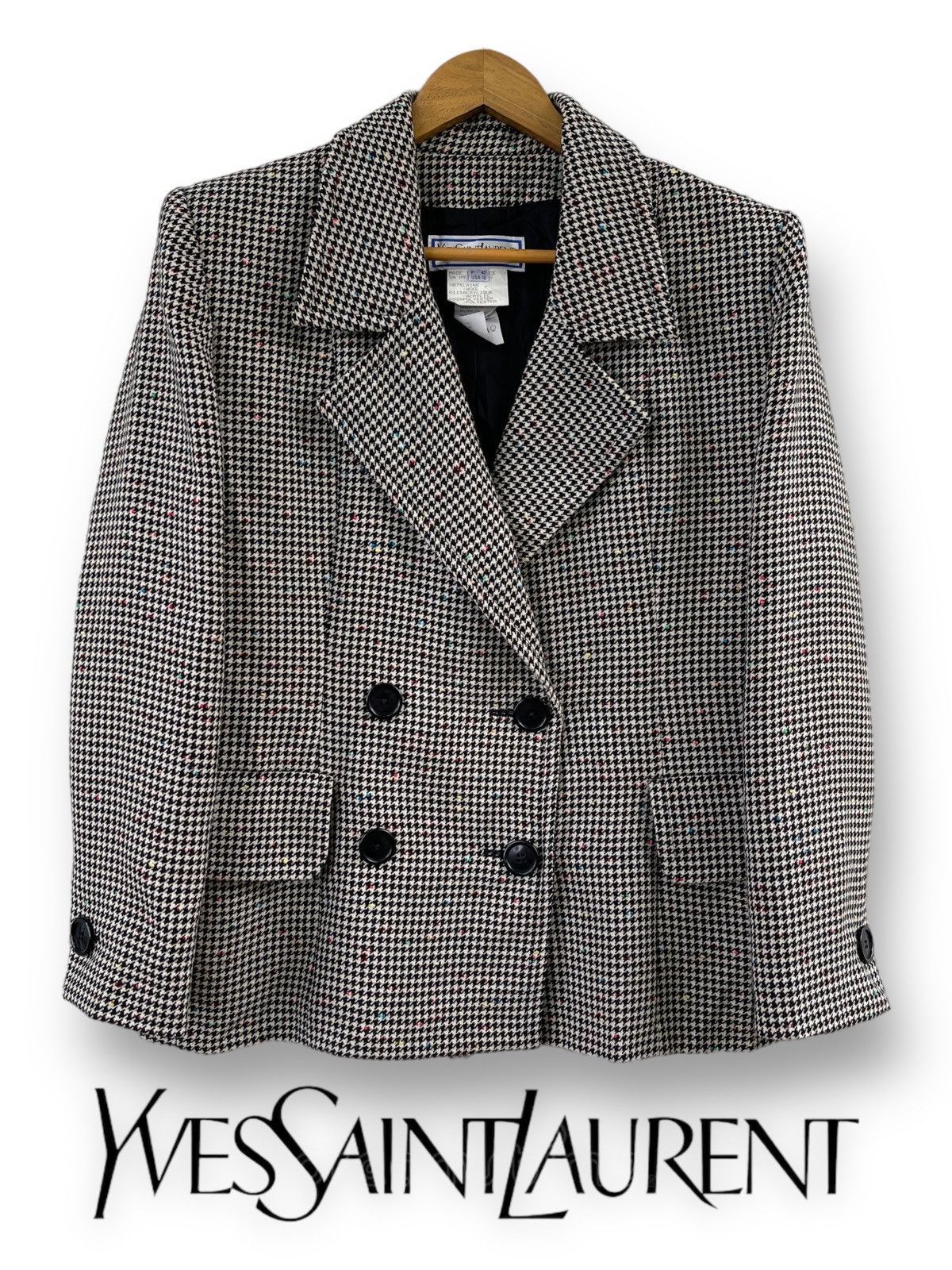 Yves Saint Laurent 🔥A/W 1980 YVES SAINT LAURENT WOMEN'S HOUNDSTOOTH JACKET Size M / US 6-8 / IT 42-44 - 3 Thumbnail