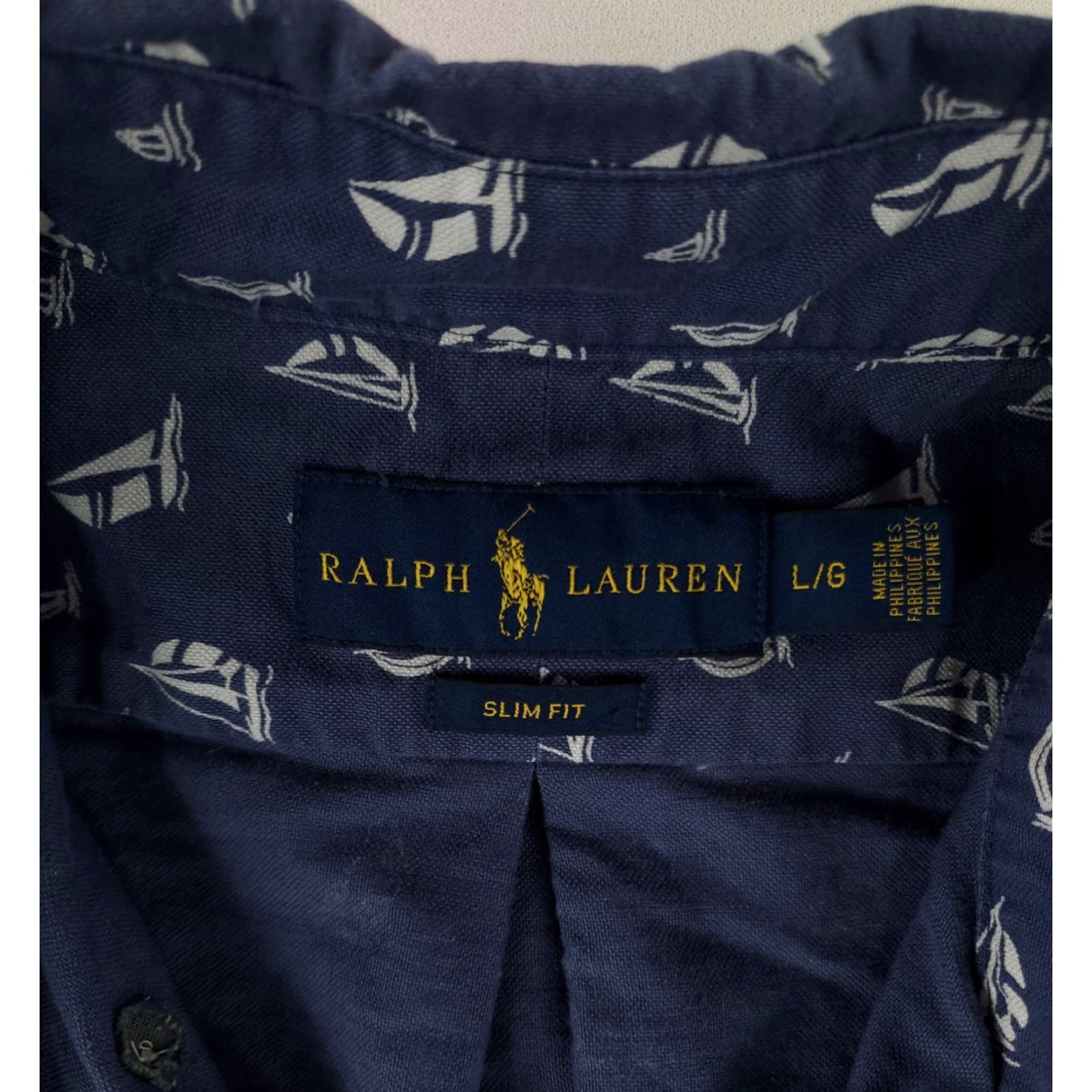 Ralph Lauren Ralph Lauren Shirt Button Down Short Sleeve Blue AOP Sailboats Slim Mens L Size US L / EU 52-54 / 3 - 2 Thumbnail