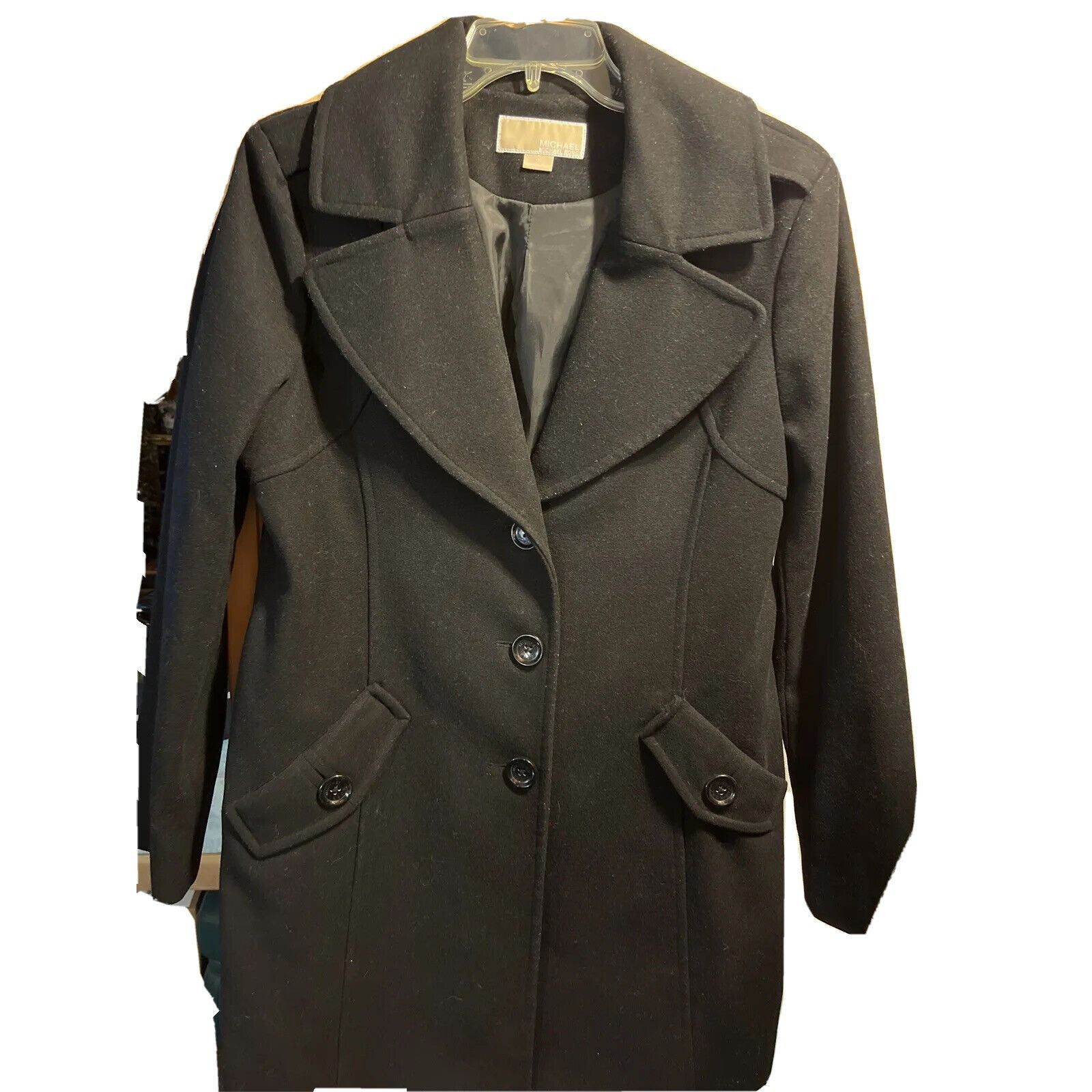 Michael Kors Michael Kors Women’s Size 10 M Black Wool LS Button Coat Size L / US 10 / IT 46 - 1 Thumbnail