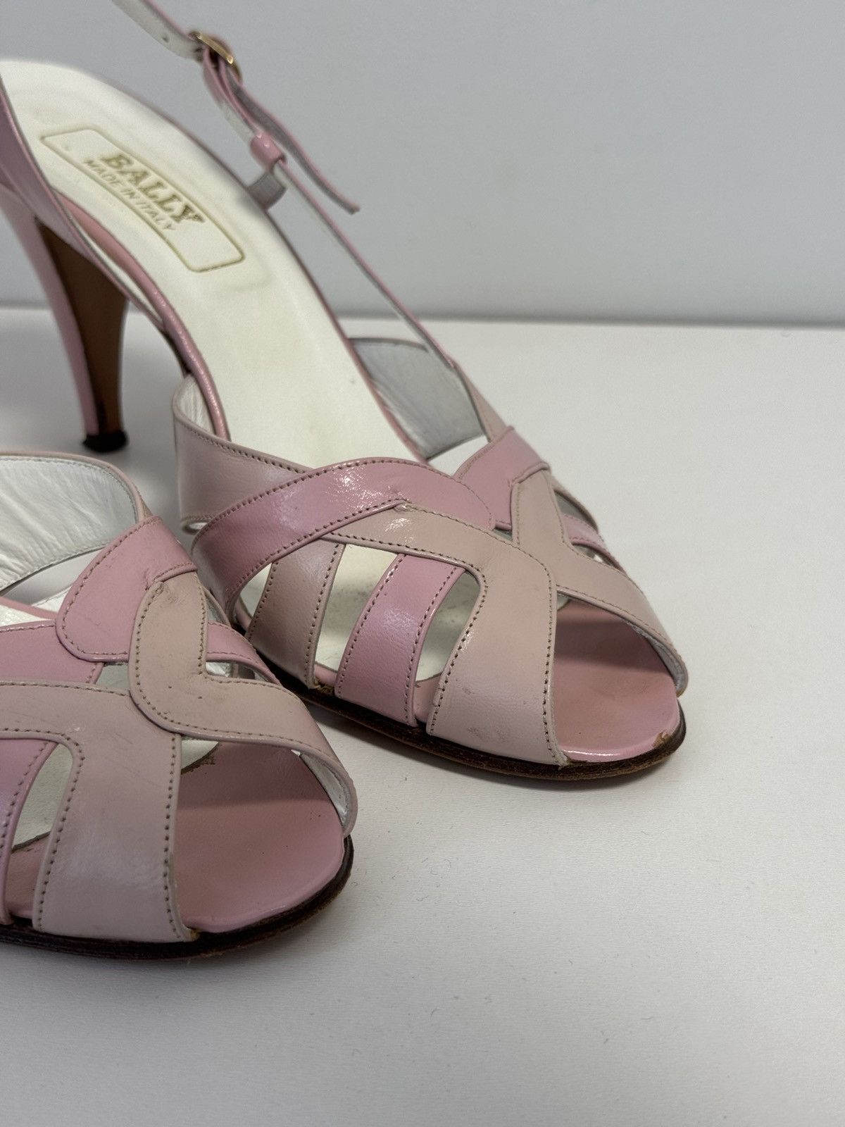 Bally Bally Pink Leather Slingback Heels Peep Toe Strappy Pumps Size US 10 / IT 40 - 6 Thumbnail