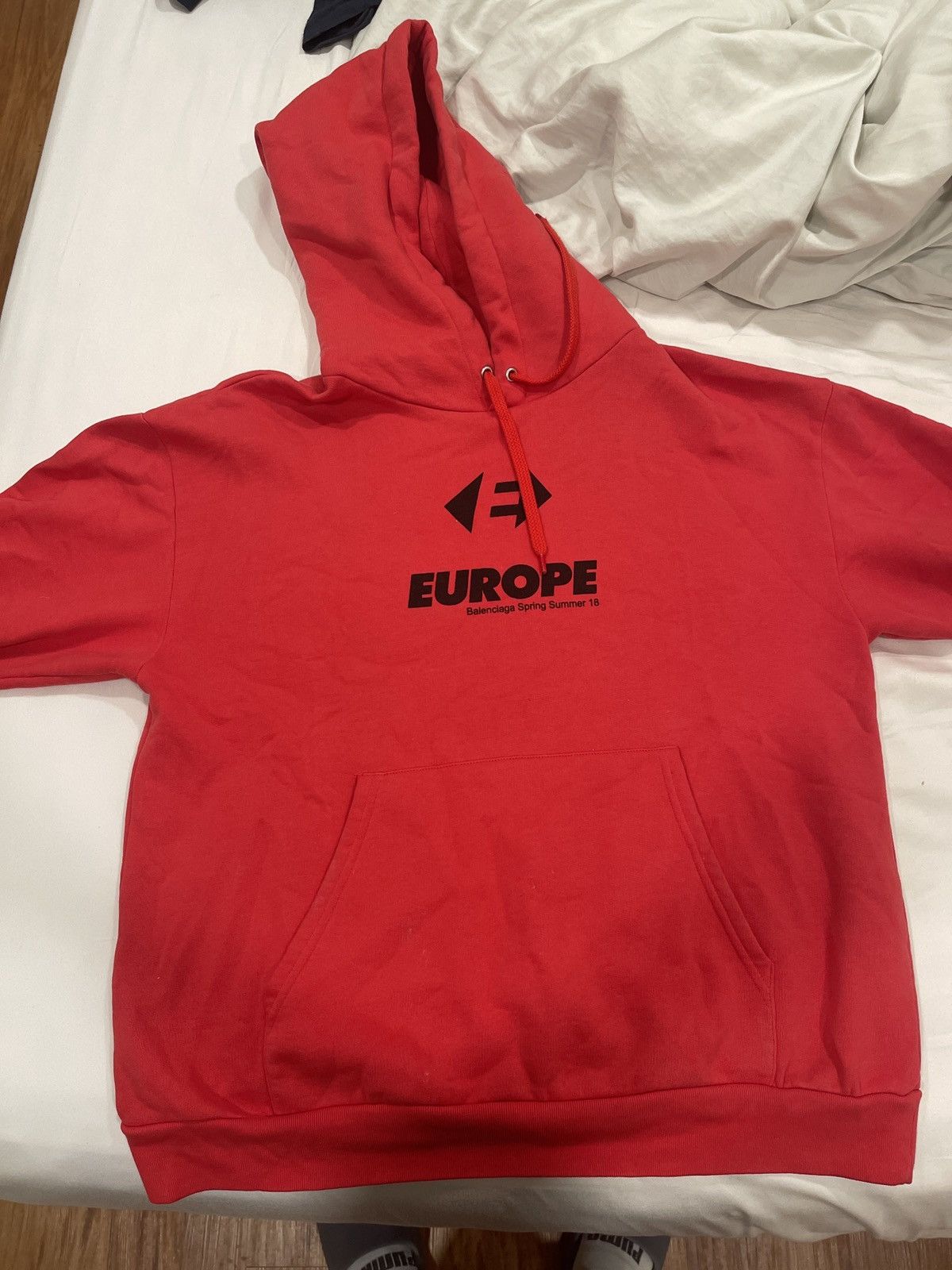 Image of Balenciaga Europe Hoodie in Red, Men's (Size Small)