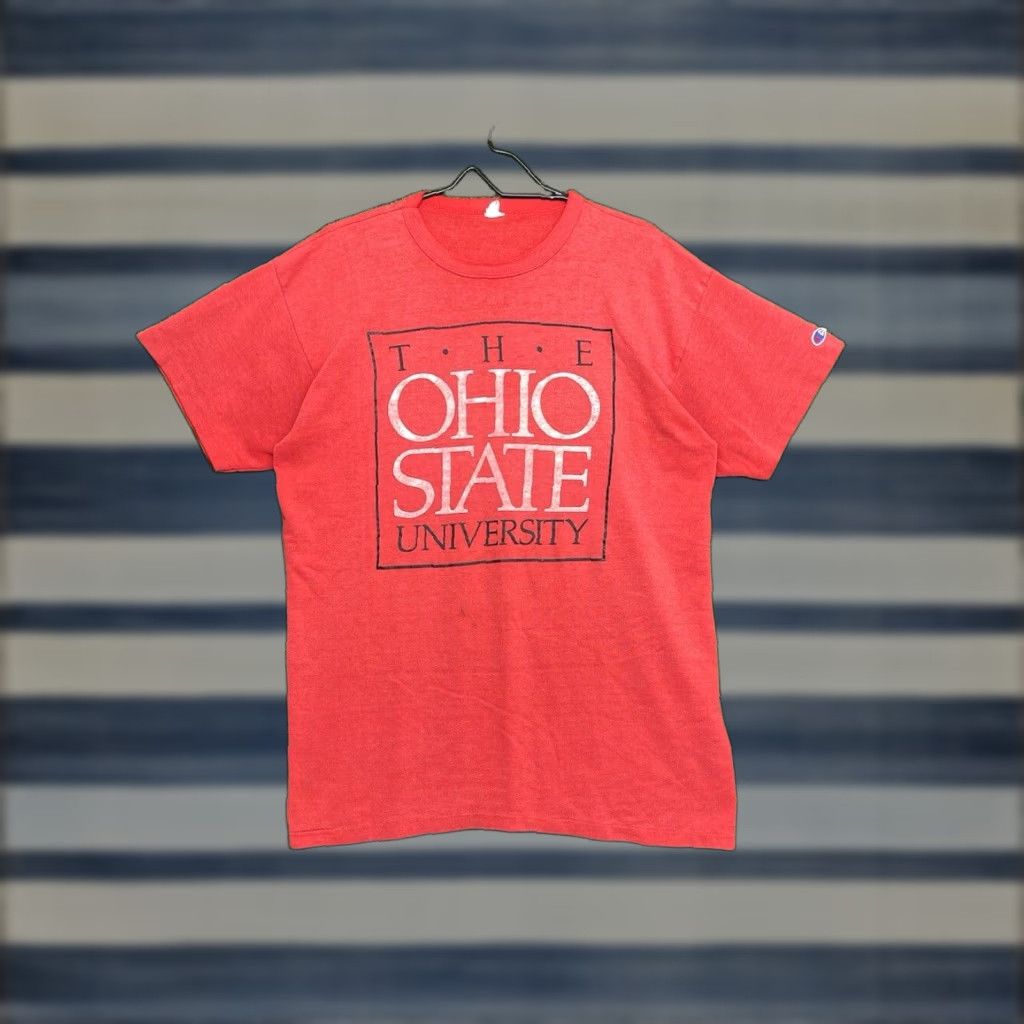 Champion VINTAGE Champion Buckeyes OSU Shirt Men Large Red 80s Single Stitch Embroidered Logo College Sports Cotton T-Shirt Size US L / EU 52-54 / 3 - 1 Thumbnail