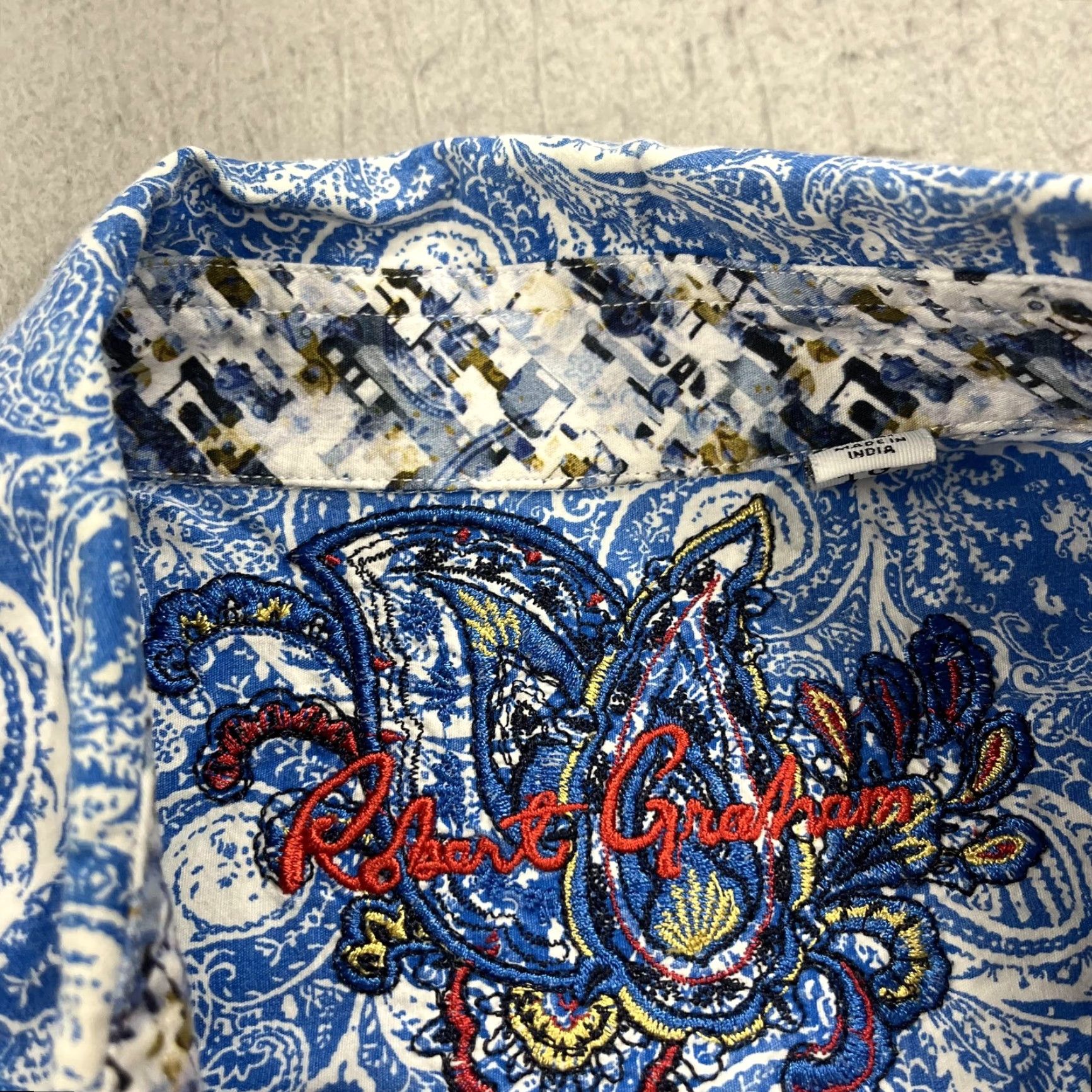 Robert Graham Robert Graham Shirt Mens XL Blue Paisley Classic Stretch Button Loud Flip Cuff Size US XL / EU 56 / 4 - 5 Thumbnail