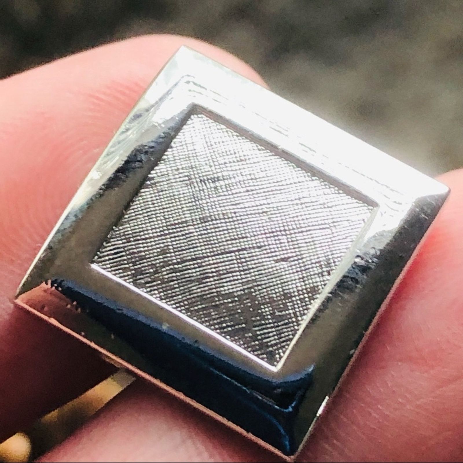 Vintage Vintage men’s brushed and shiny silver square cuff links Size ONE SIZE - 2 Thumbnail