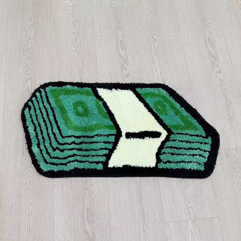 Japanese Brand 80 X 40 cm Cartoon Dollar Green Tufted Rug Size ONE SIZE - 7 Thumbnail