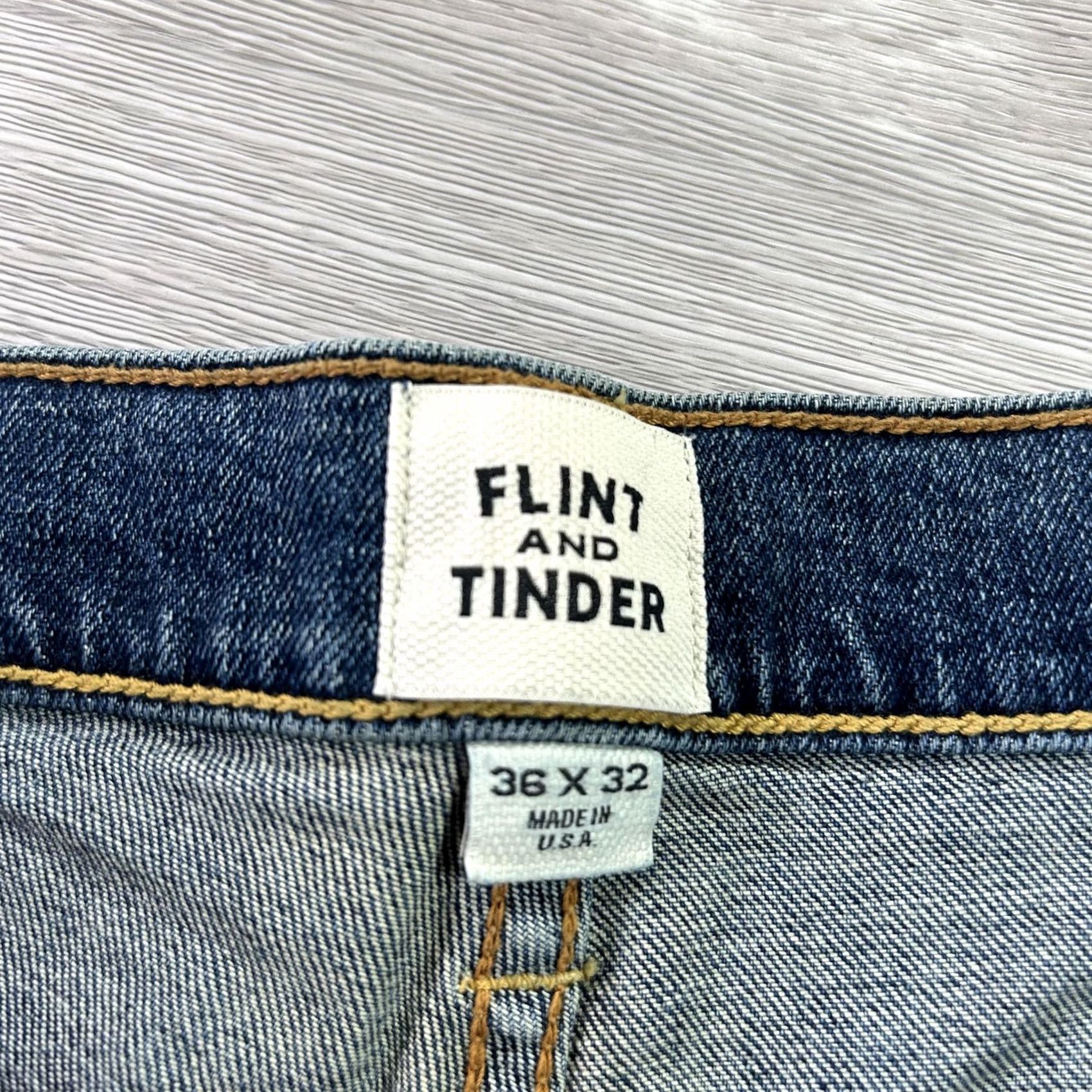 Flint And Tinder Flint and Tinder Jeans Mens 36x32 Blue Tapered Slim Stretch Denim Medium Wash Jeans Size US 36 / EU 52 - 4 Thumbnail