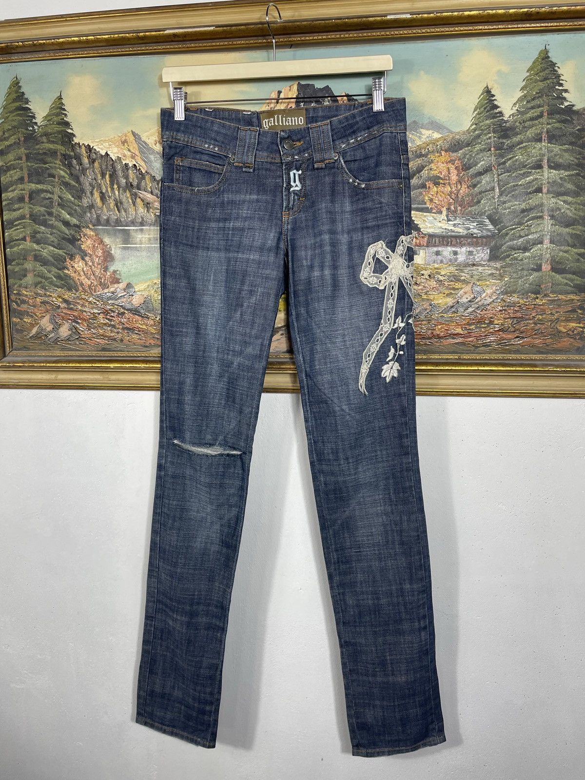 Designer × John Galliano × Vintage John Galliano Vintage Denim Jeans Trousers Coquette Pant Y2k Size 28" / US 6 / IT 42 - 4 Thumbnail