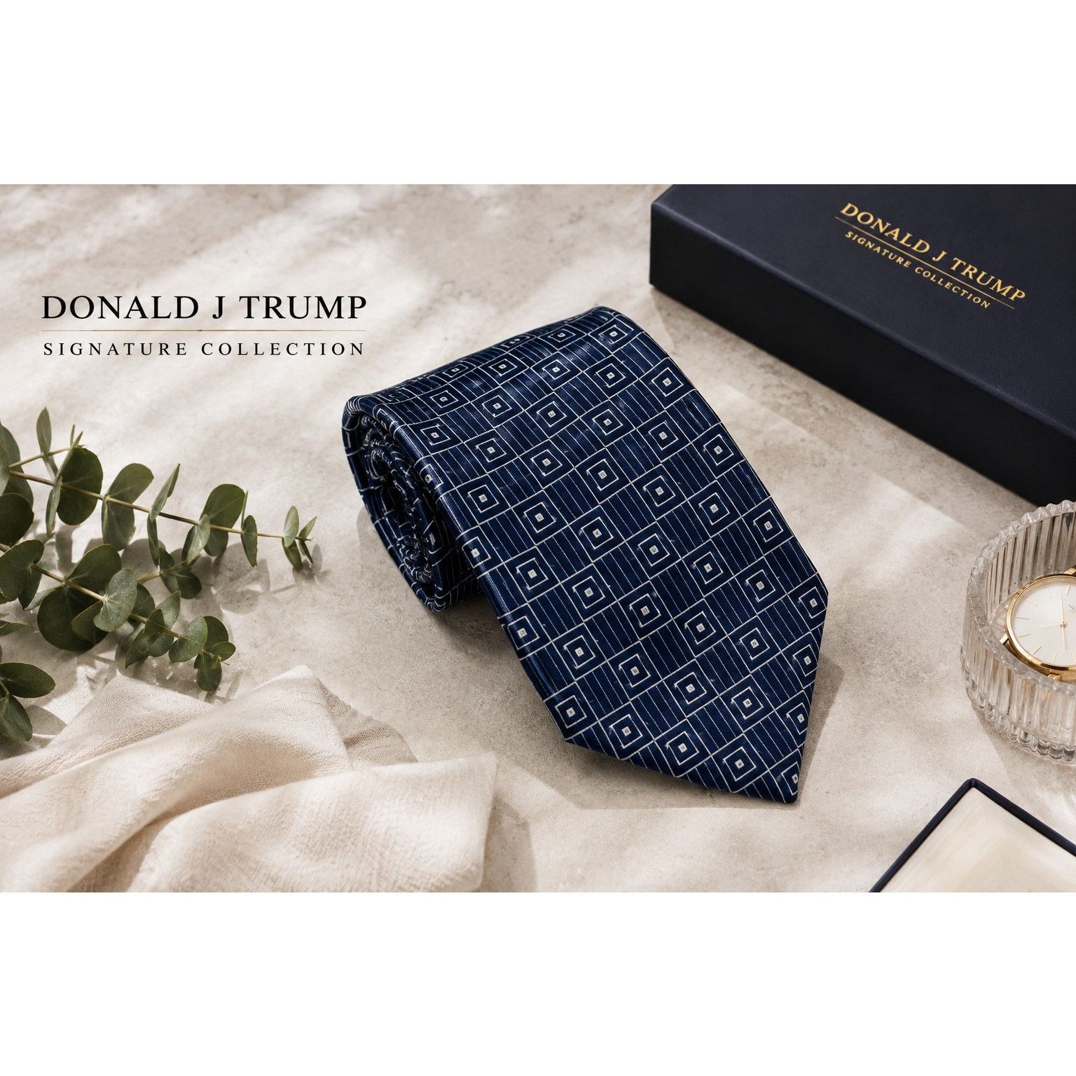 Other Donald J Trump Signature Collection Silk Tie Navy Geometric Size ONE SIZE - 1 Thumbnail