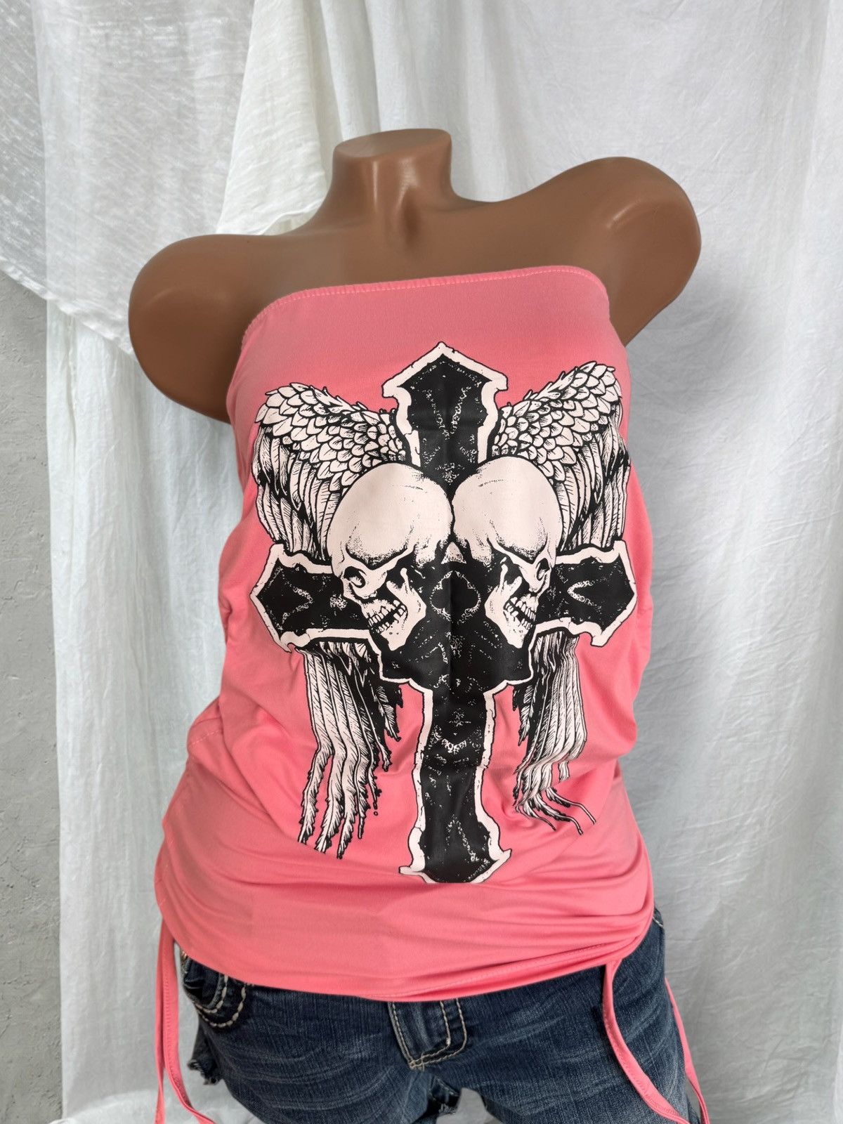 If Six Was Nine Affliction Style Y2K Gothic Skull Print Mini Dress Size M / US 6-8 / IT 42-44 - 1 Thumbnail