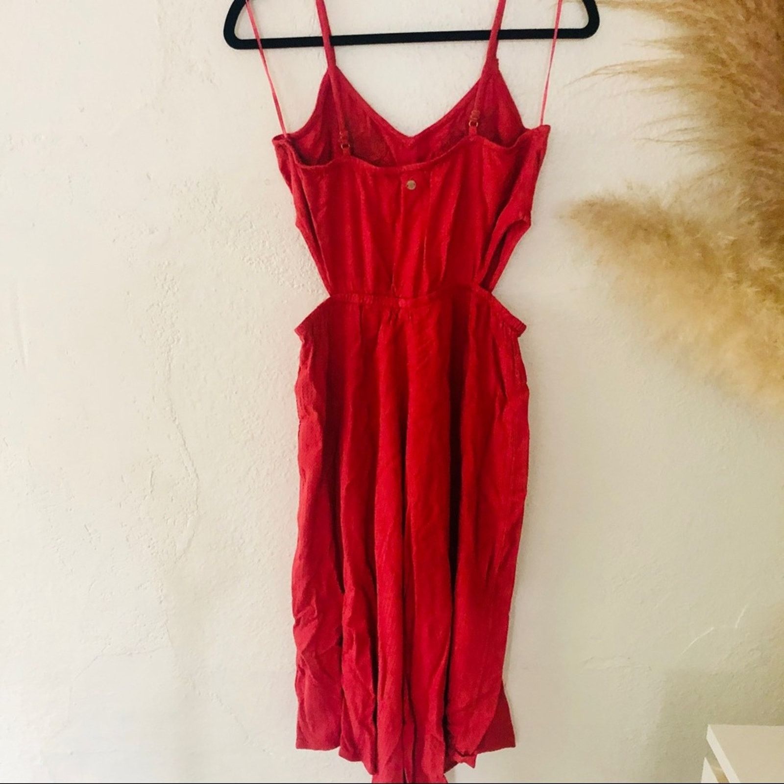 L.A. Roxx ROXY Rose Red Tank Top Floral Wide Leg Crop Pant Jumpsuit Size 27" / US 4 / IT 40 - 2 Thumbnail