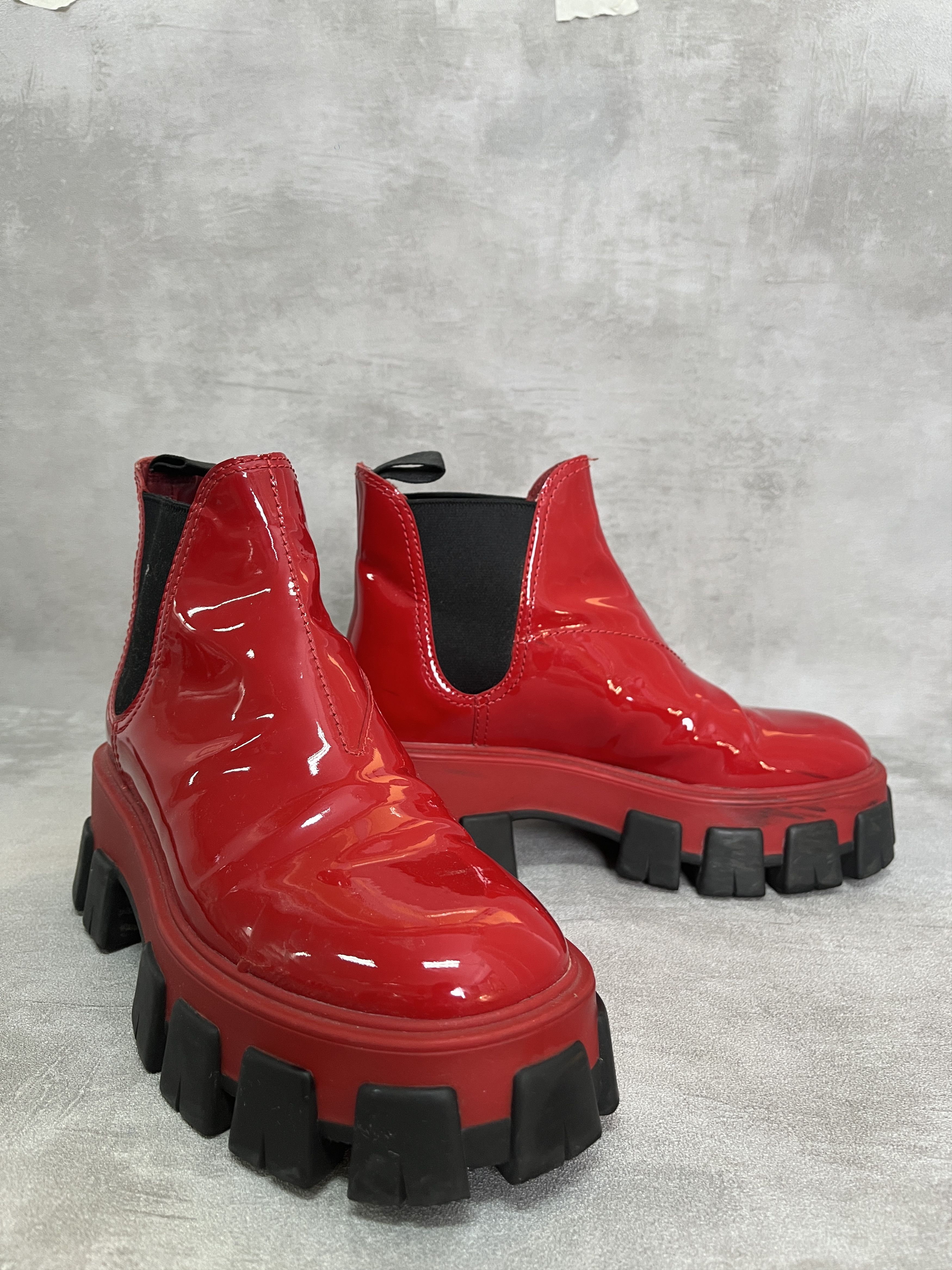 Prada Prada Monolith Patent Leather Ankle Boots Size US 6 / IT 36 - 1 Thumbnail