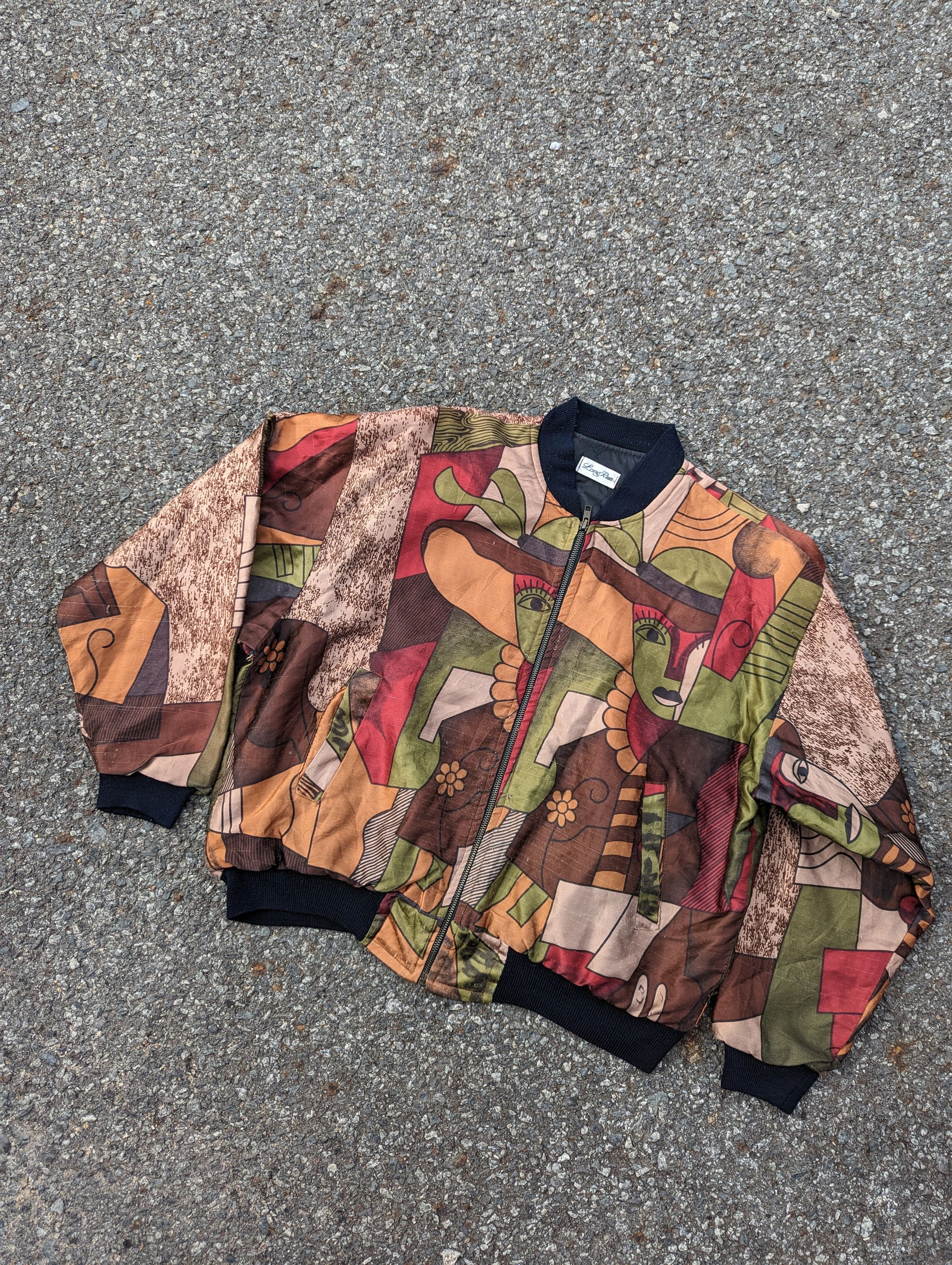 image of 90's Picasso Distressed Bomber Style Jacket, Men's (Size Medium)
