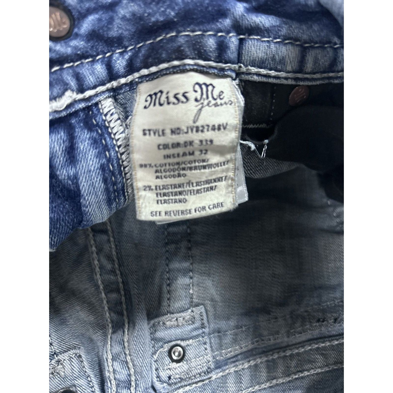 Miss Me Miss Me flared bootcut white stitching denim vintage y2k Size 29" - 9 Thumbnail
