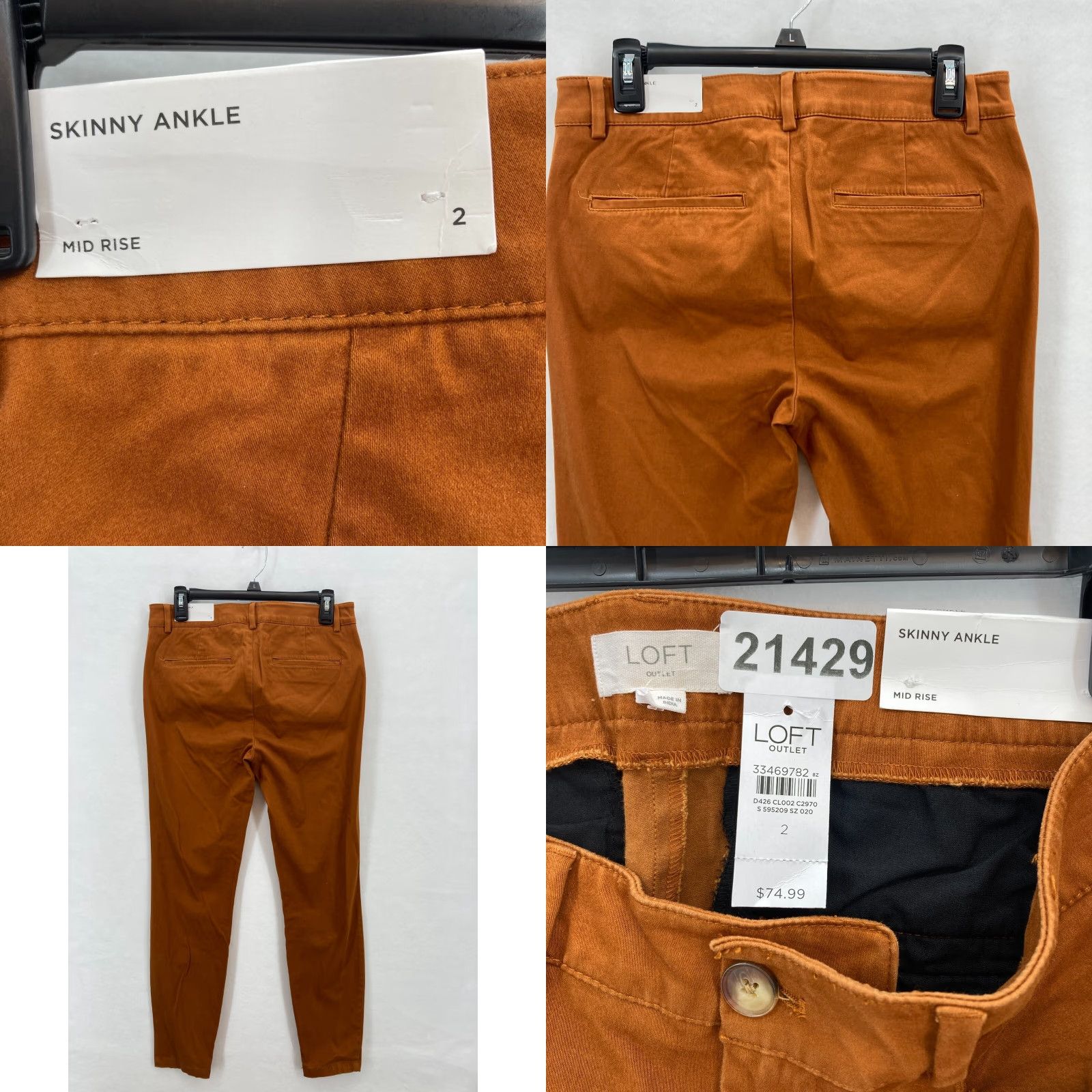 Ann Taylor LOFT Outlet Skinny Ankle Pants Women's 2 Brown Stretch Fabric Slim Leg Mid Rise Ann Taylor Pants Womens Brown Slim Ankle Length Capable 2 Size 30" / US 8 / IT 44 - 8 Thumbnail