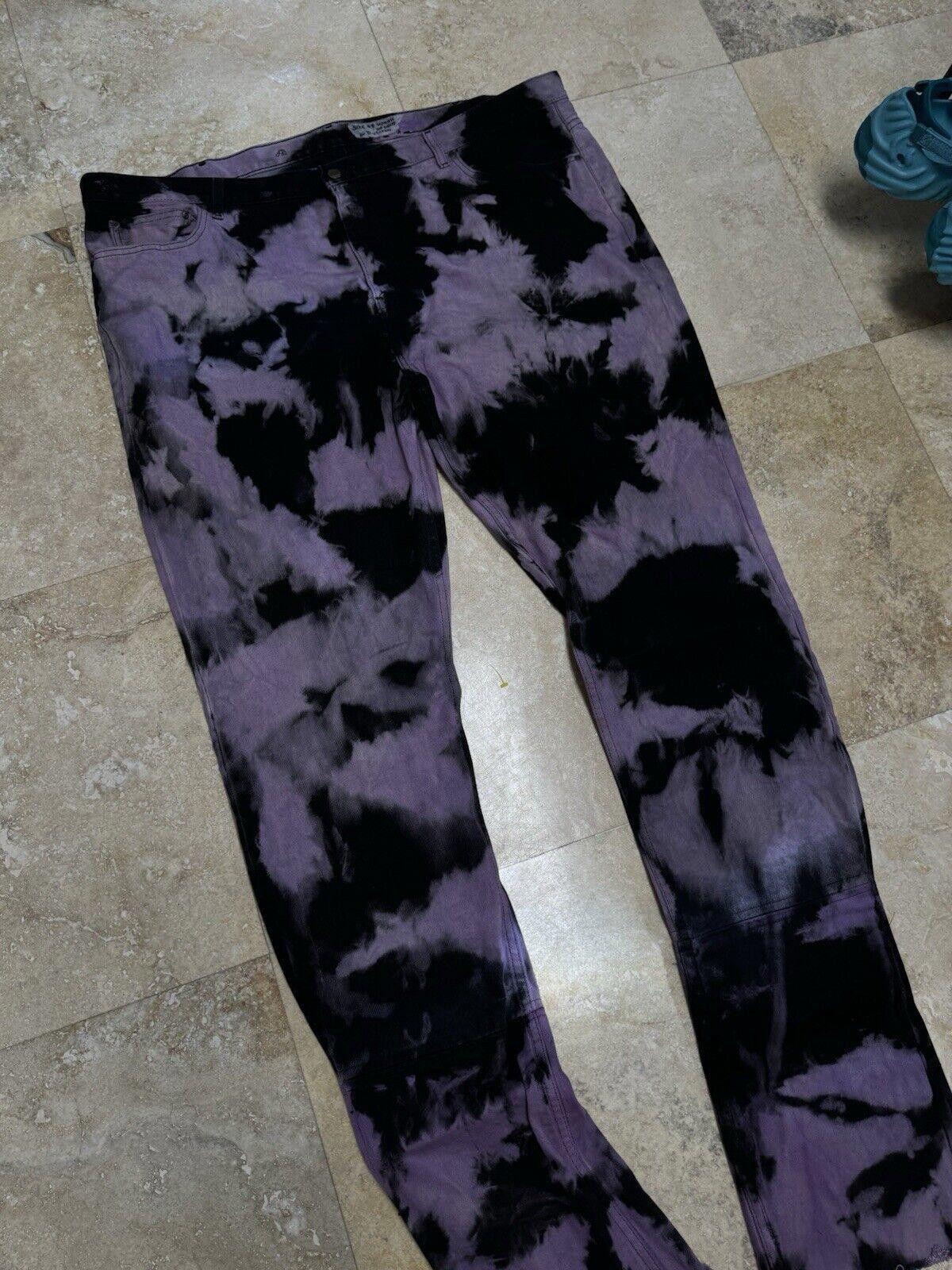 Designer Custom Streetwear Stacked Jeans Tie Dyed Purple Halloween Size US 44 / EU 60 - 2 Thumbnail