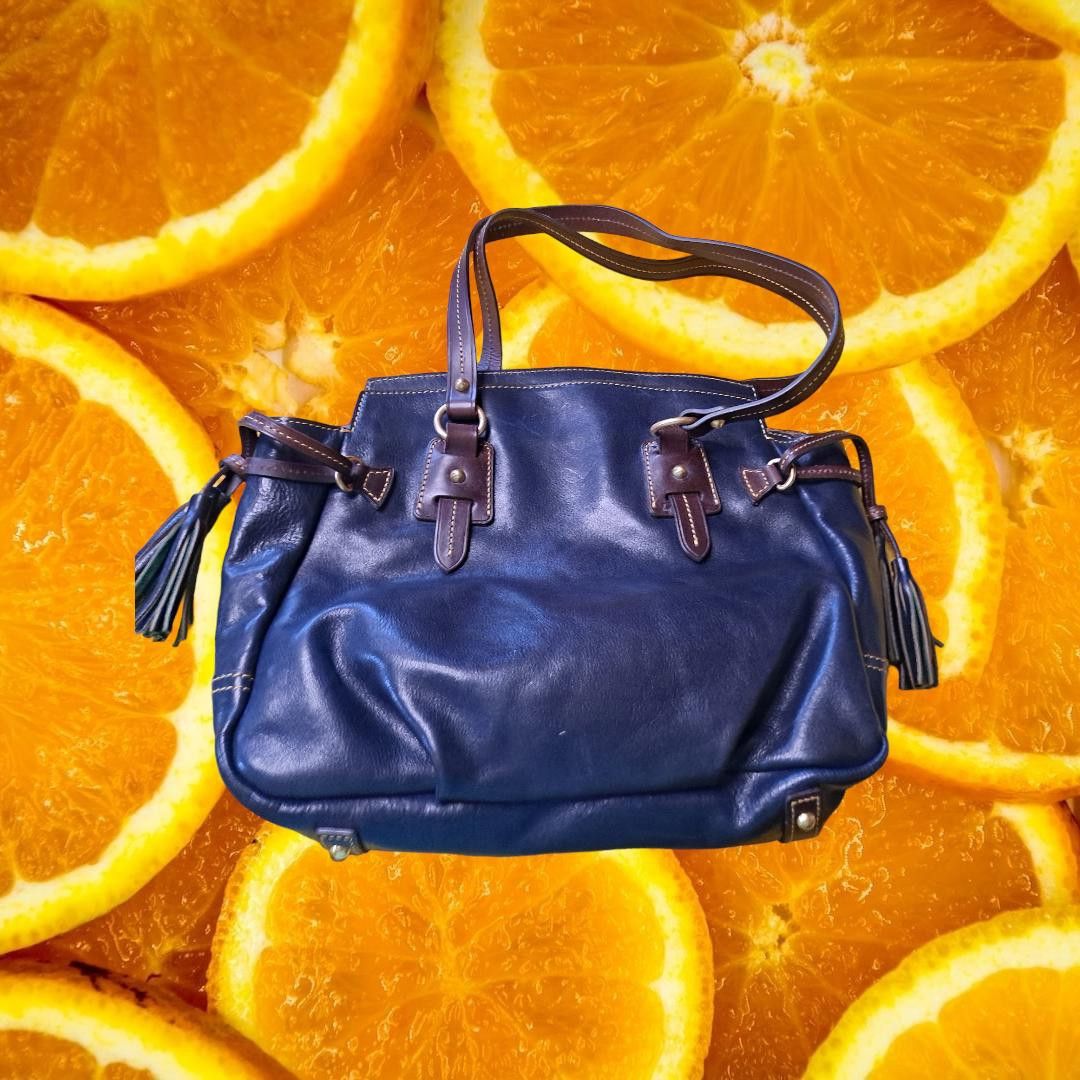 Dooney & Bourke Dooney & Bourke Blue Leather Shoulder Bag/Purse with Fringe Size ONE SIZE - 4 Thumbnail