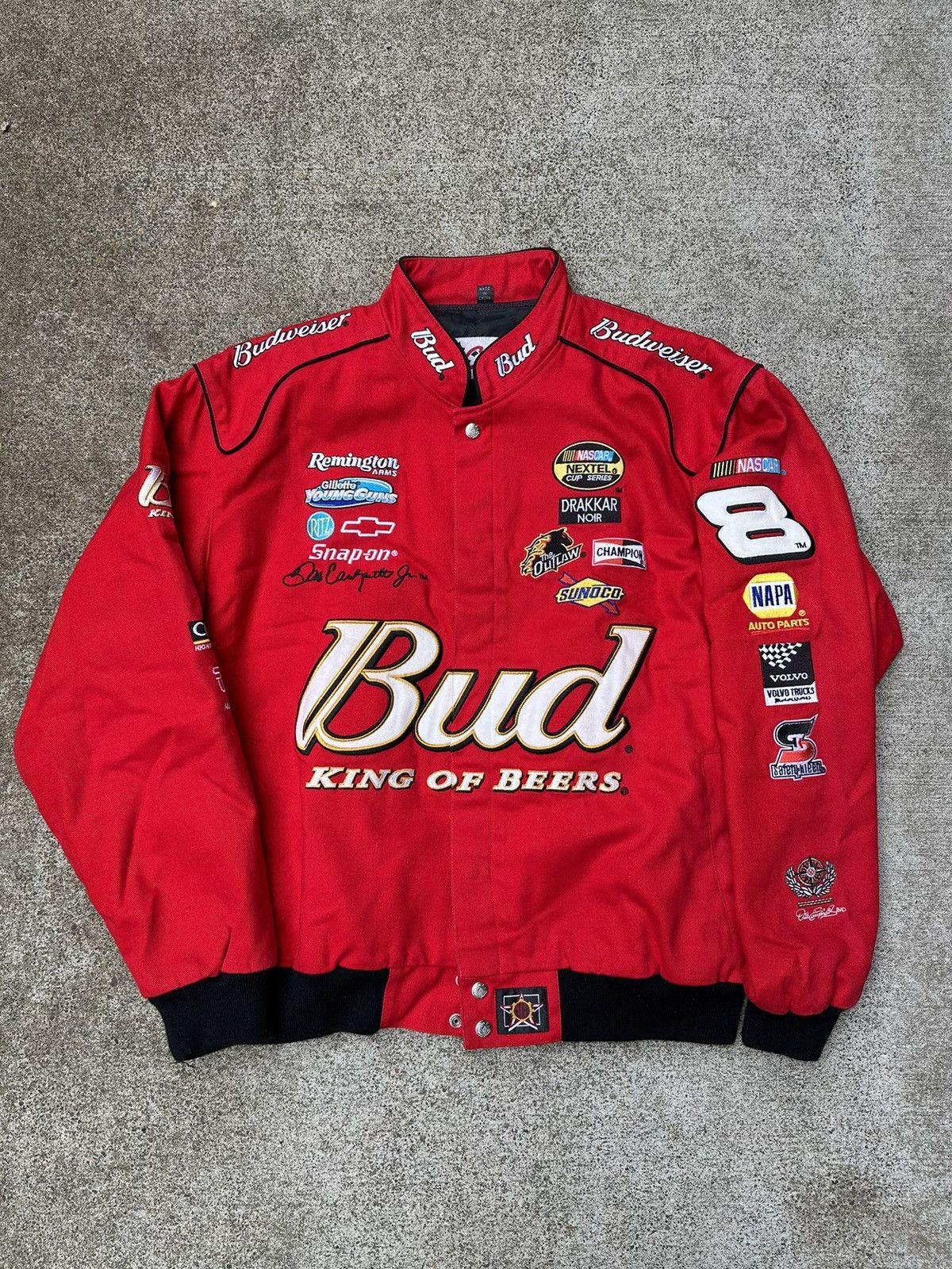 Image of Jeff Hamilton x Nascar Vintage Budweiser Nascar Jacket in Red, Men's (Size XL)