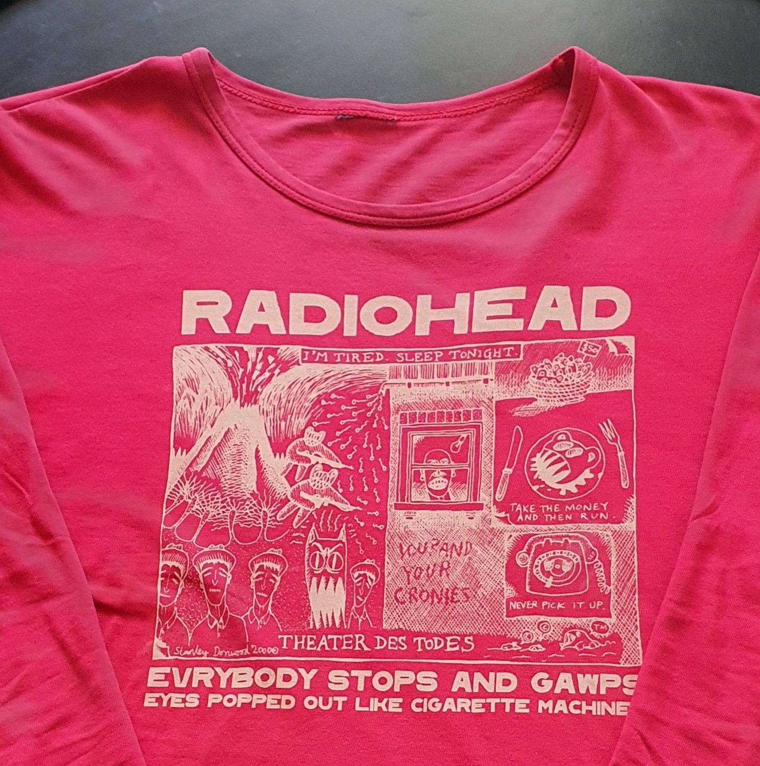 everybody stops and gawps eyes popped out like cigarette machines Band Tees × Vintage Vintage Radiohead - Evrybody Stops and Gawps Long  Sleeve