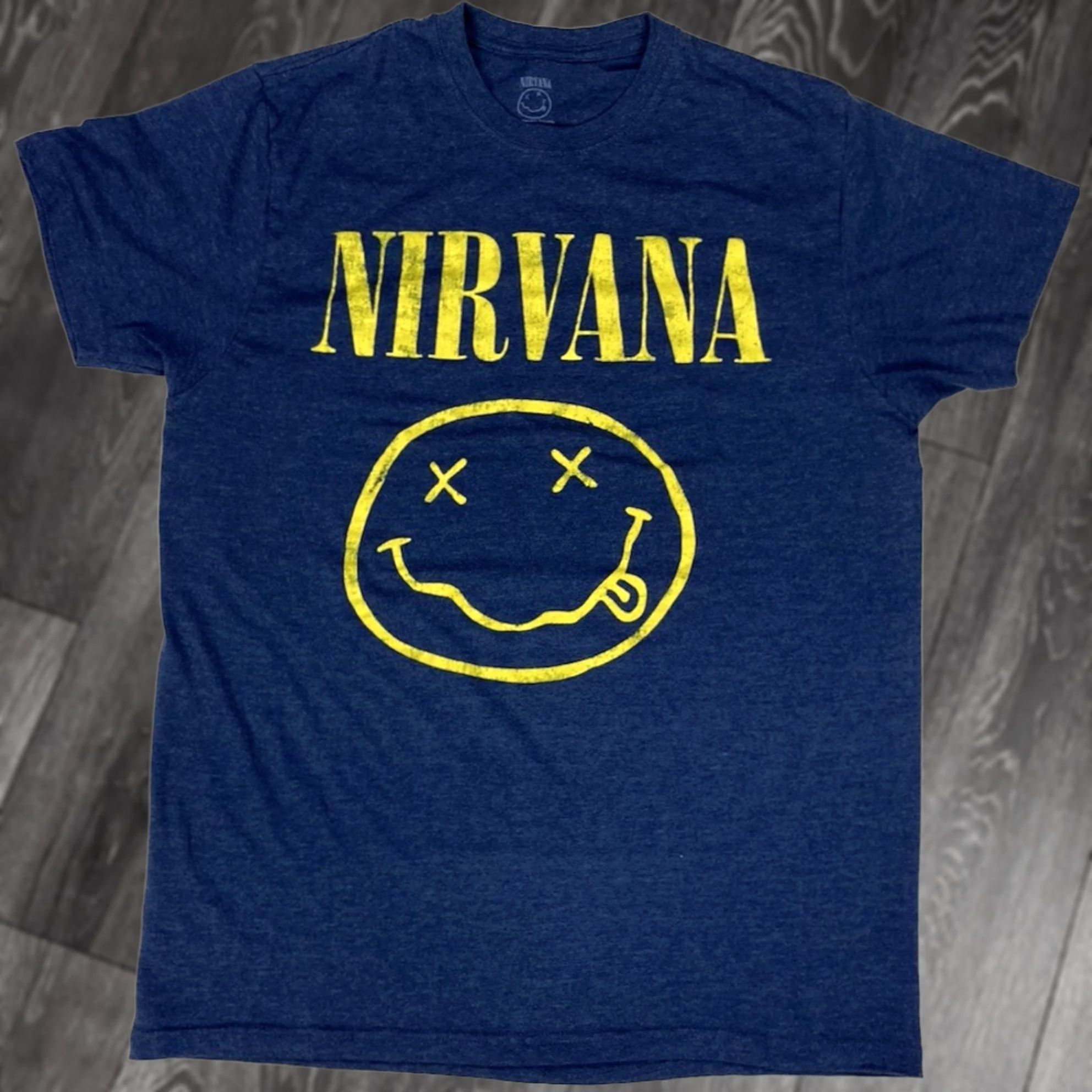 Vintage Nirvana T-Shirt Men Large Blue Short Sleeve Graphic Print Crew Neck 100% Authentic Logo Band Music Size US L / EU 52-54 / 3 - 1 Thumbnail